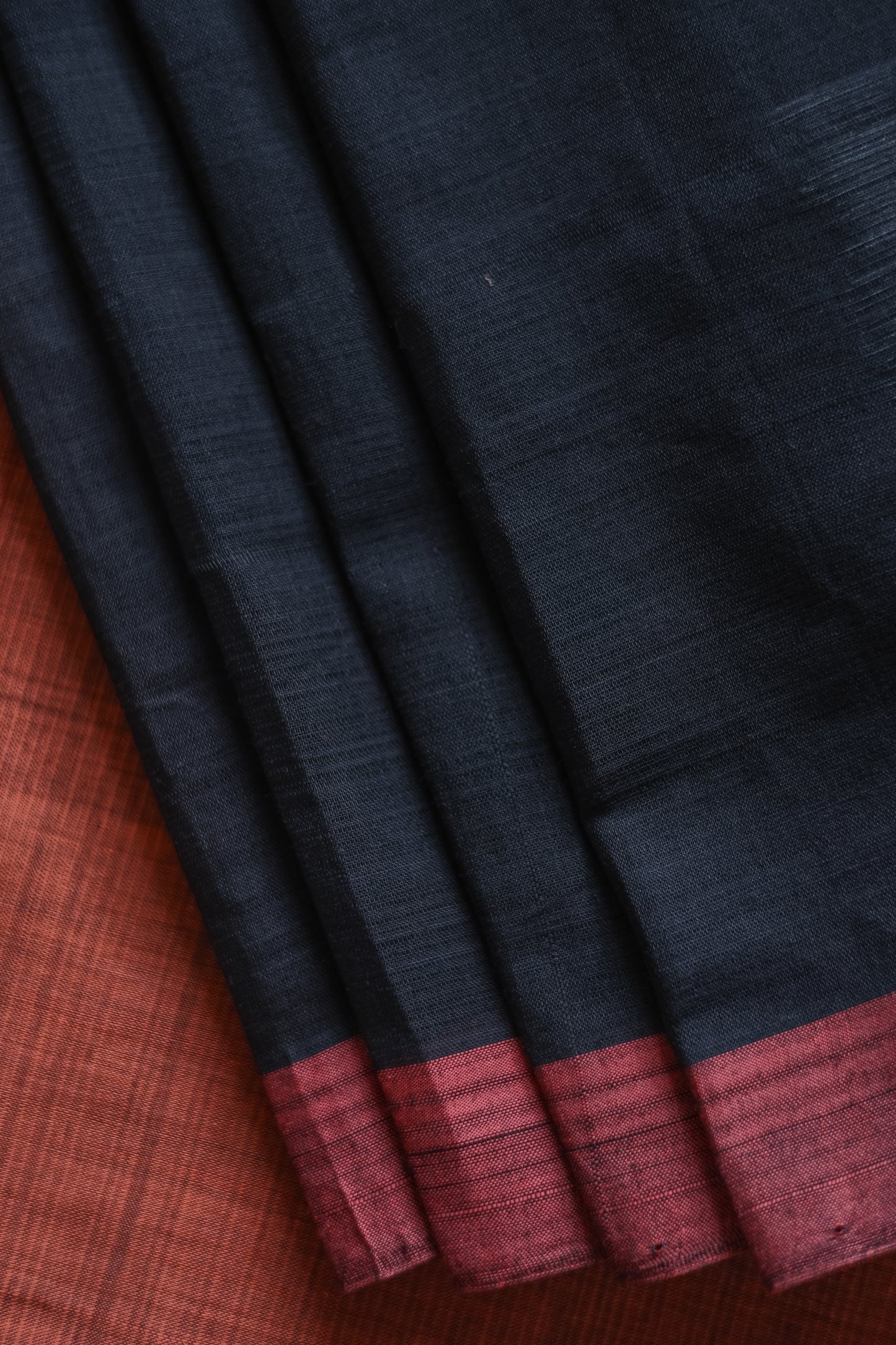 Black with Red Border Striped Pallu Mangalagiri Cotton Saree