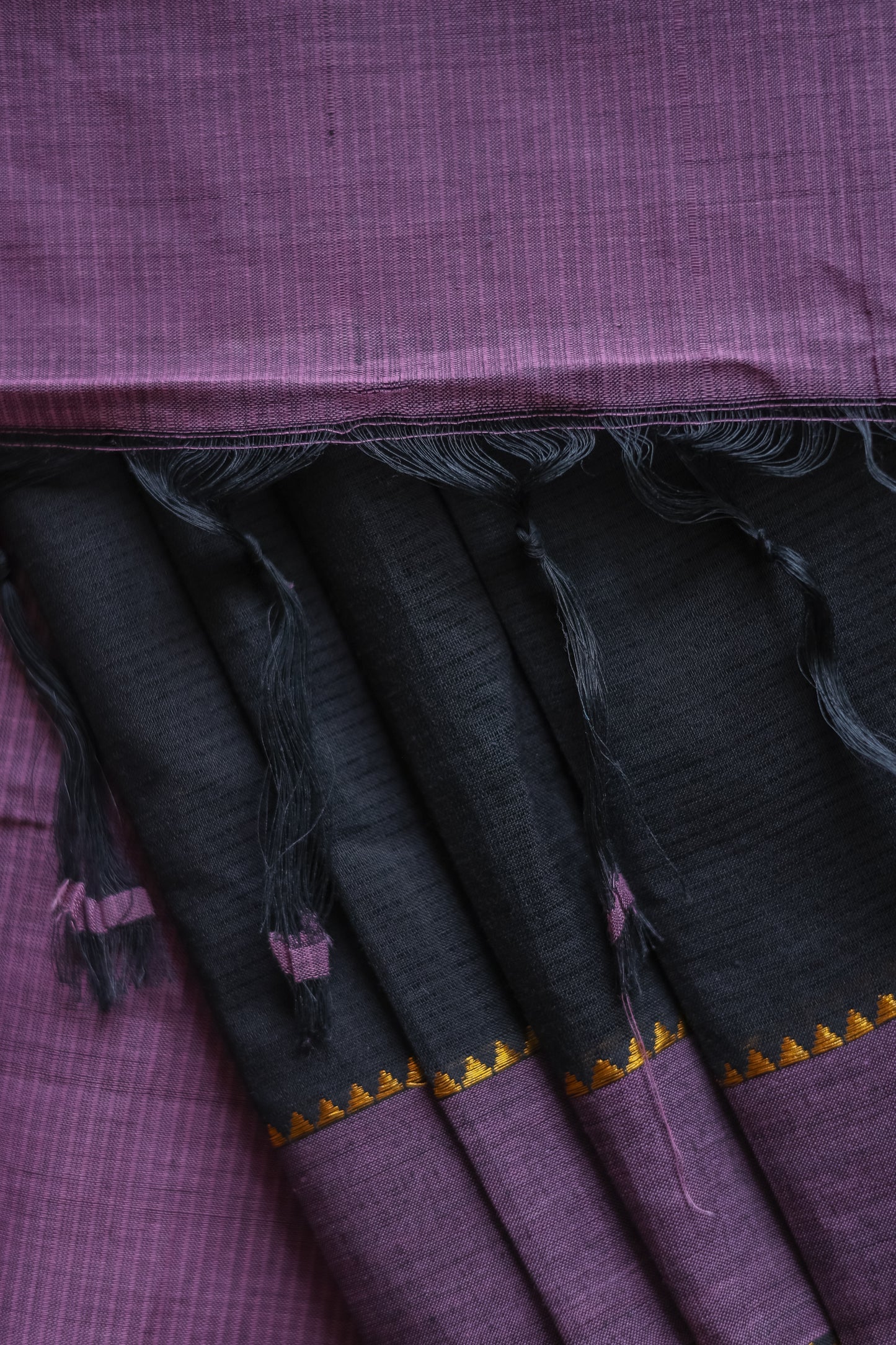 Black with Purple Border Striped Pallu Mangalagiri Cotton Saree