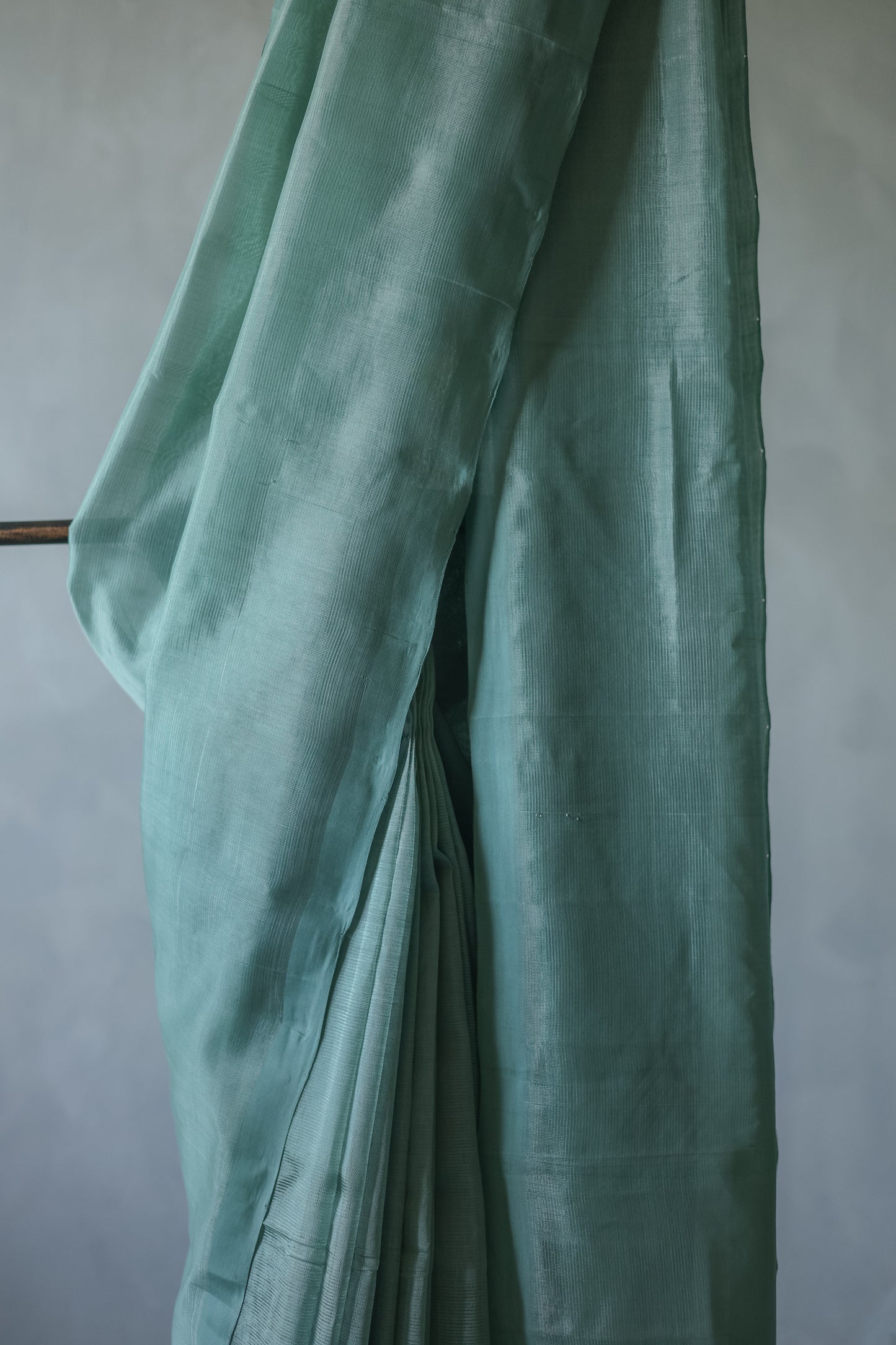 Dusty Green Plain Mangalagiri Silk Cotton Saree