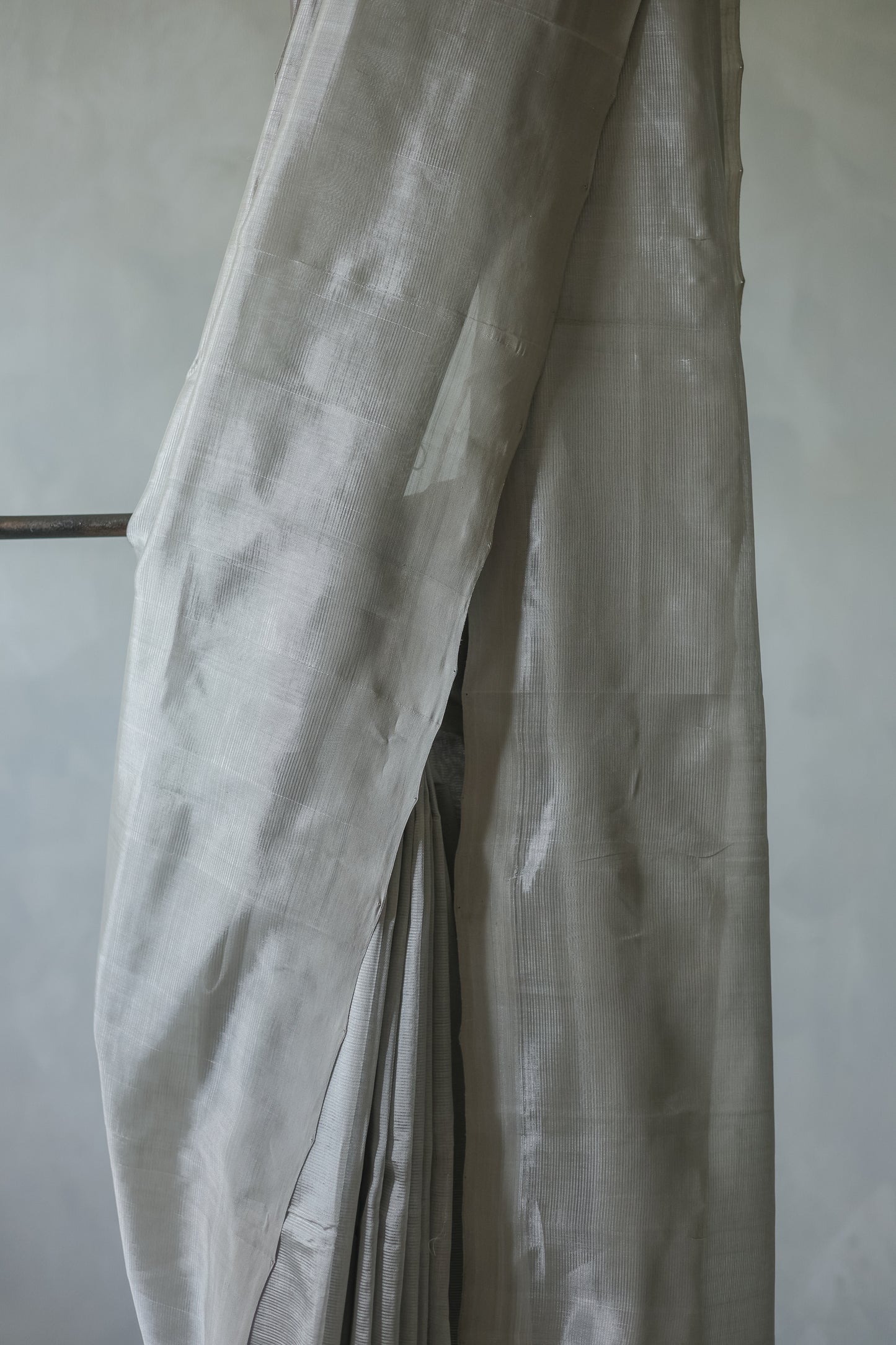 Light Grey Plain Mangalagiri Silk Cotton Saree