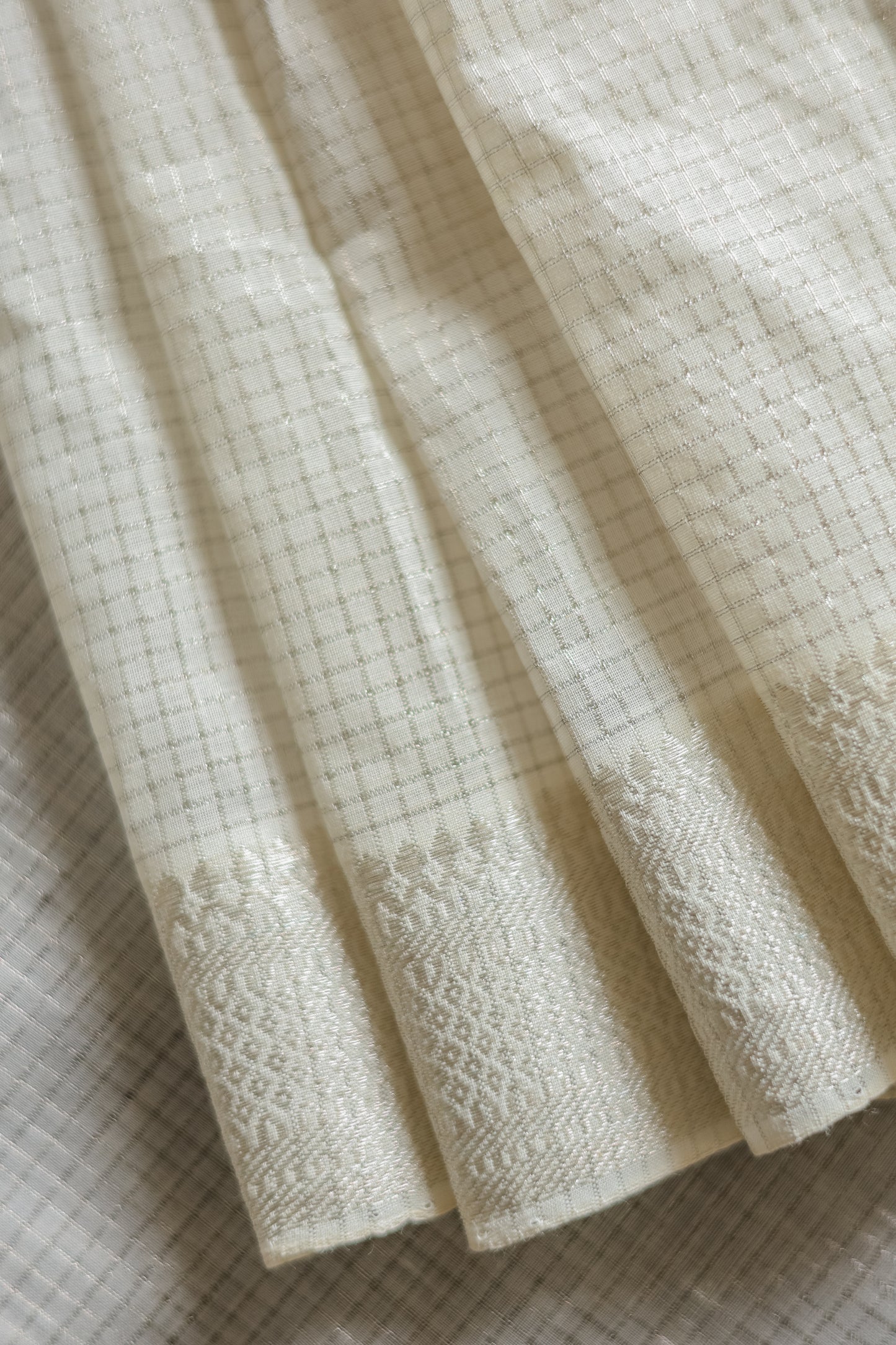 Off White Mangalagiri Silk Cotton All Over Small Checks Saree