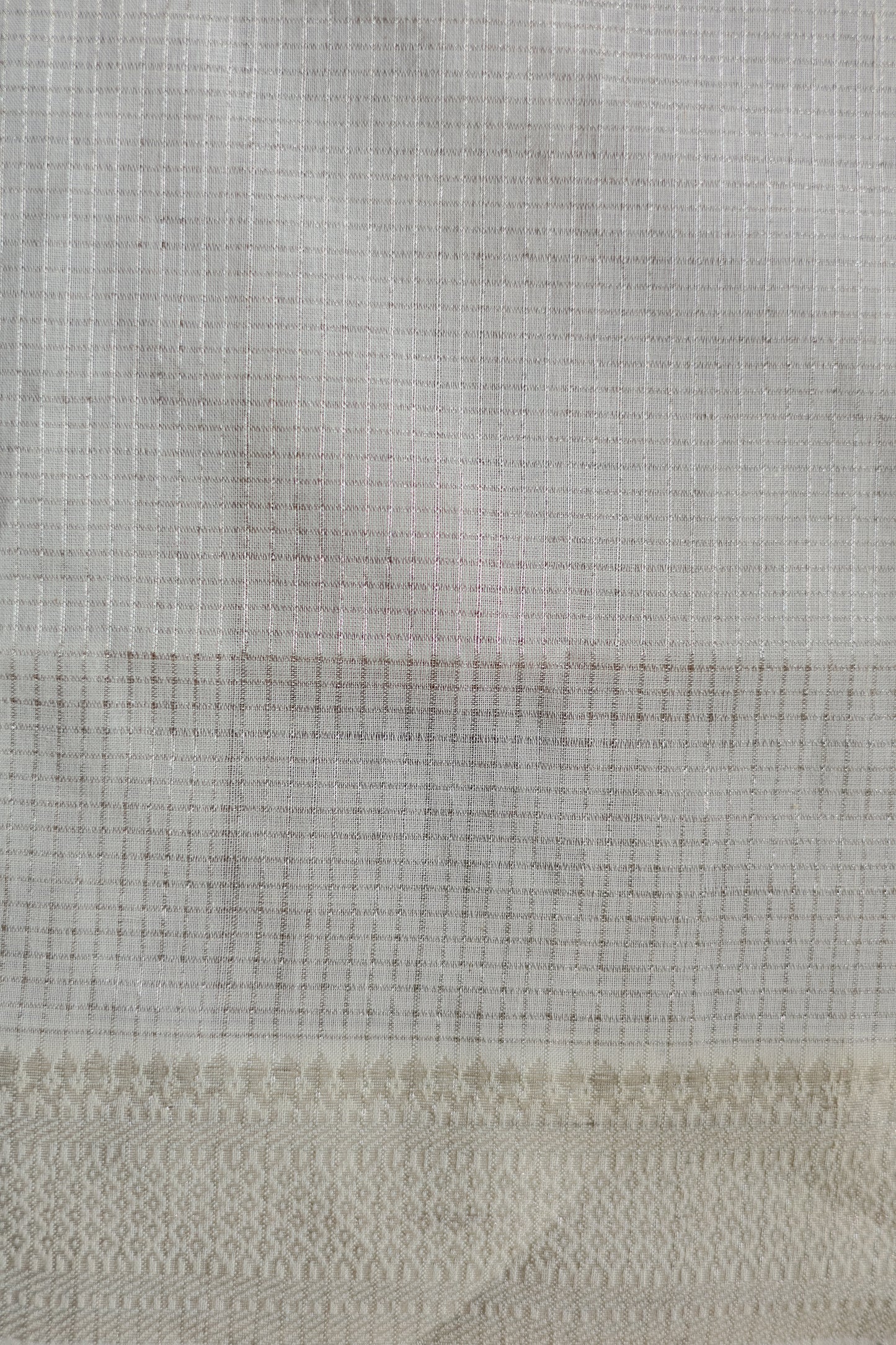 Off White Mangalagiri Silk Cotton All Over Small Checks Saree