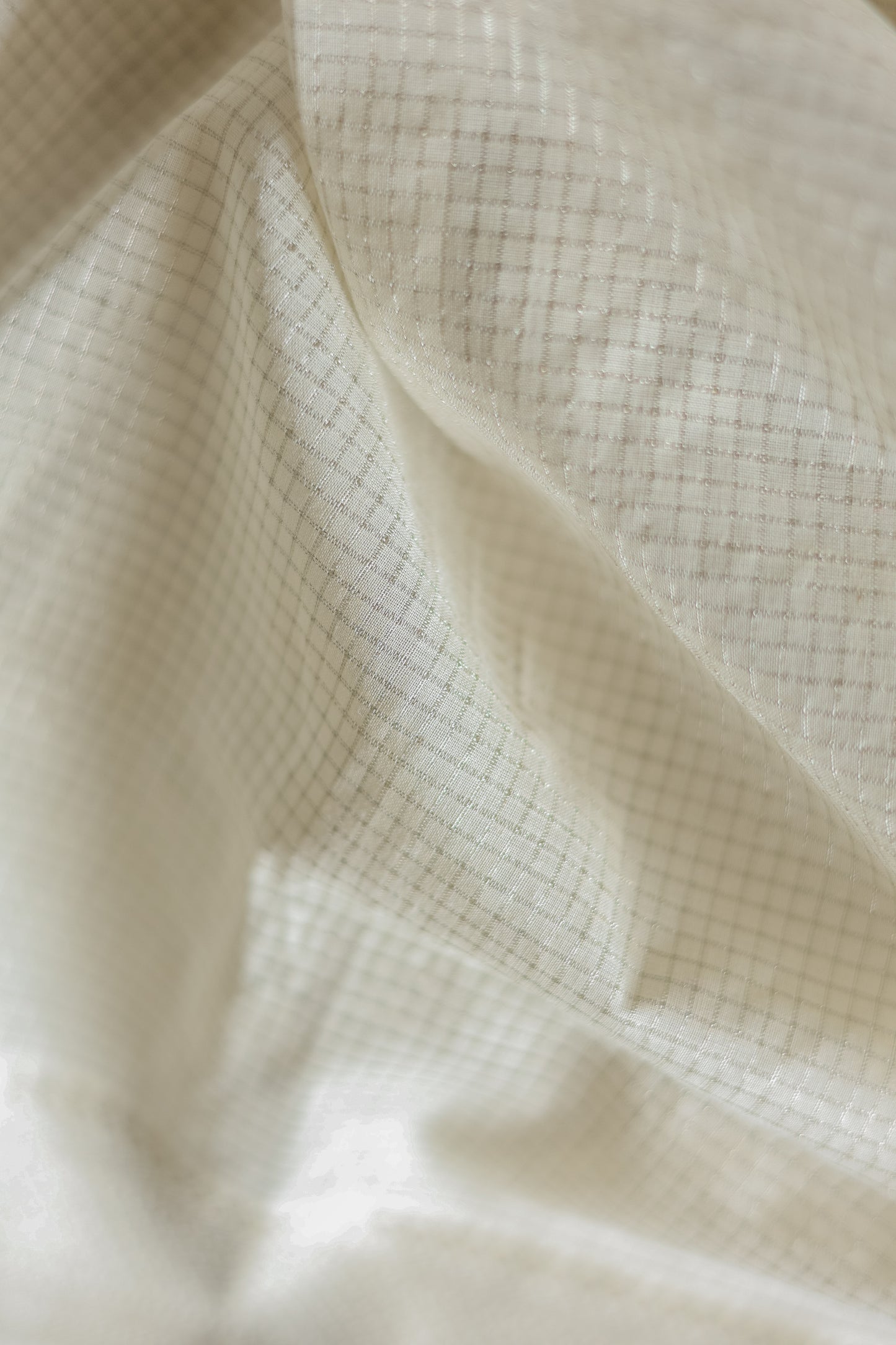 Off White Mangalagiri Silk Cotton All Over Small Checks Saree