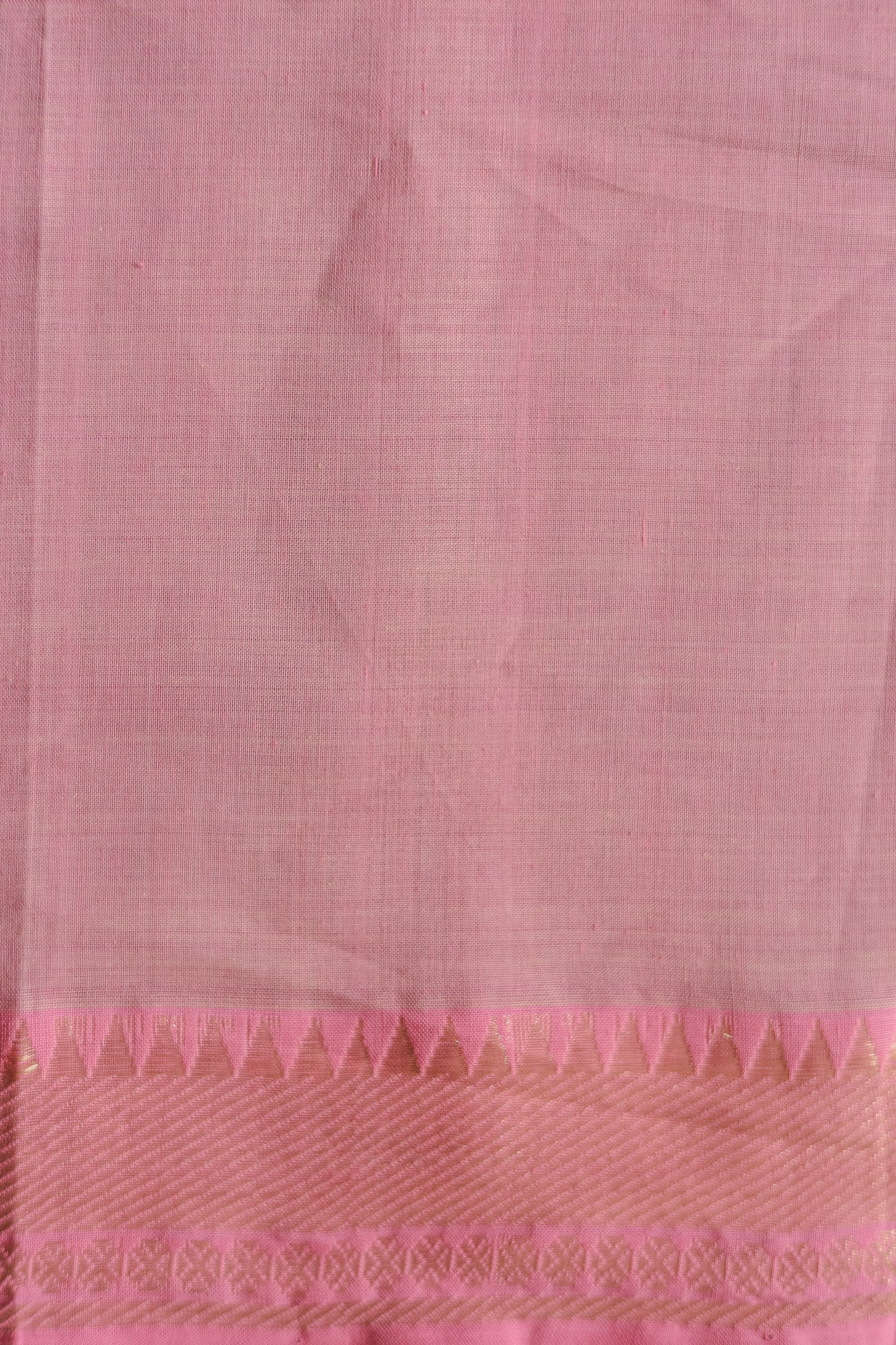 Light Brown and Pink Border Mangalagiri Silk Cotton Saree