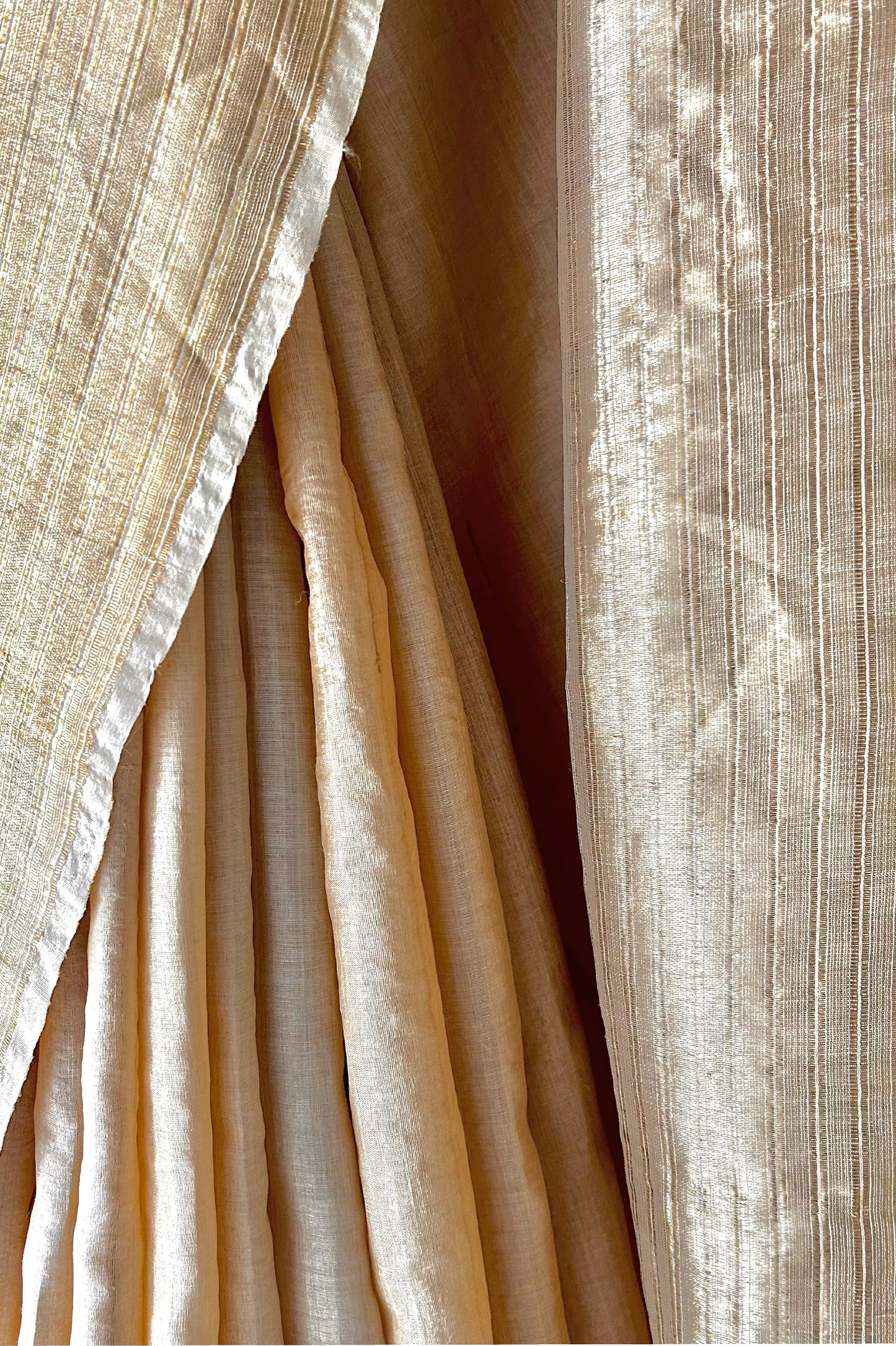 Off White Tussar Silk Saree with Gold Zari Border