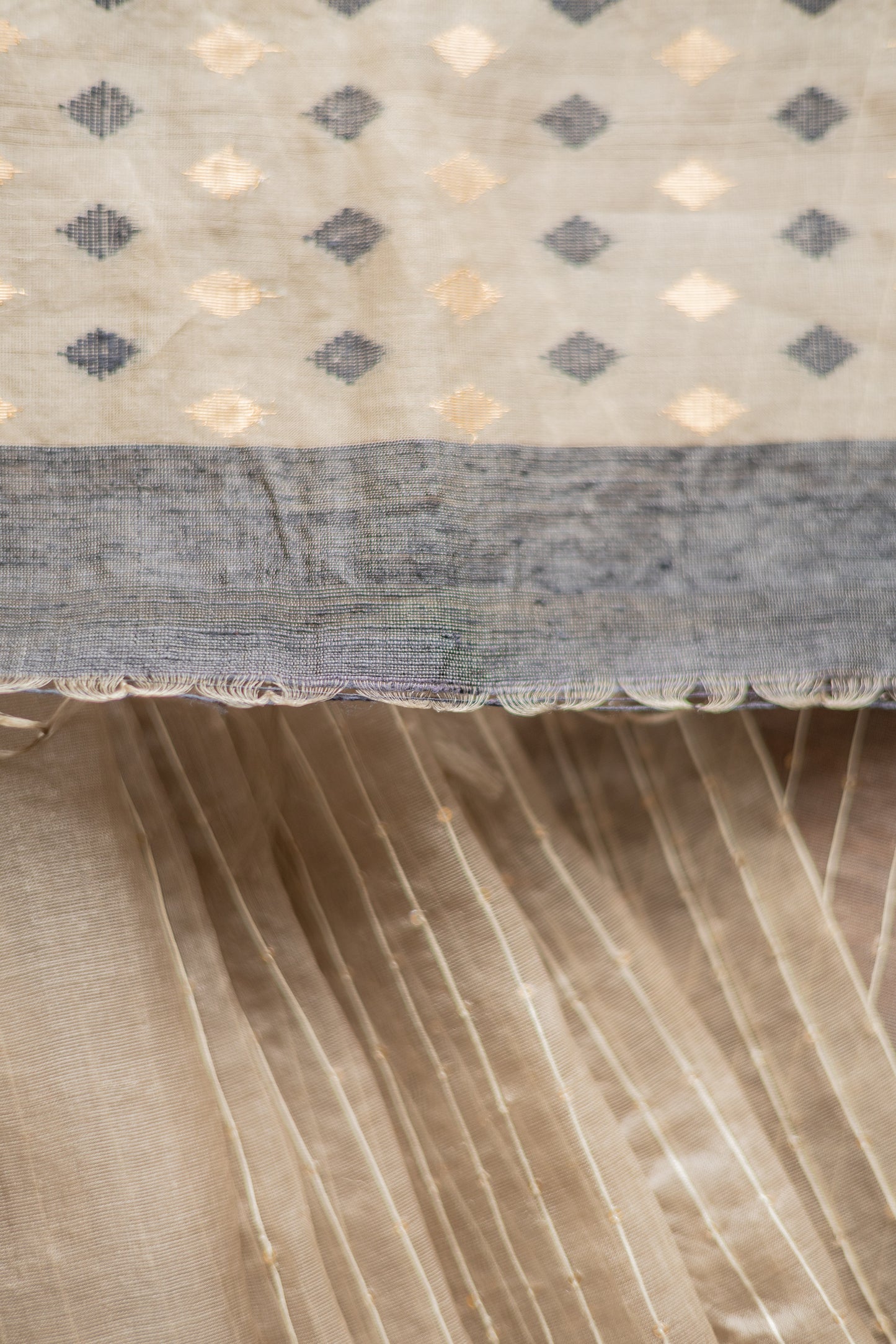 Light Brown Organza Silk Cotton and Sequins Woven Saree