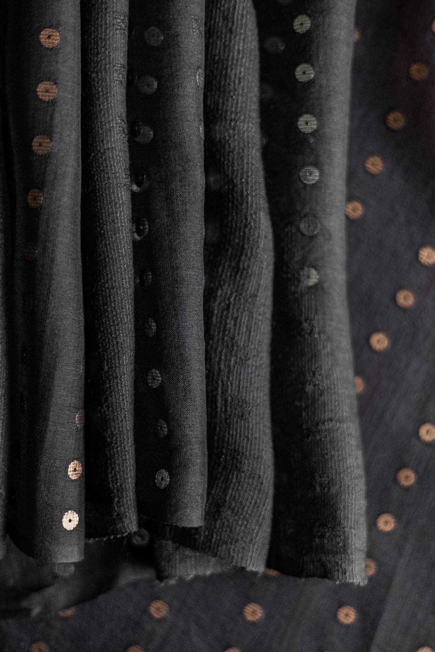 Black Organza Silk Tussar with Gold and Silver Sequence Saree