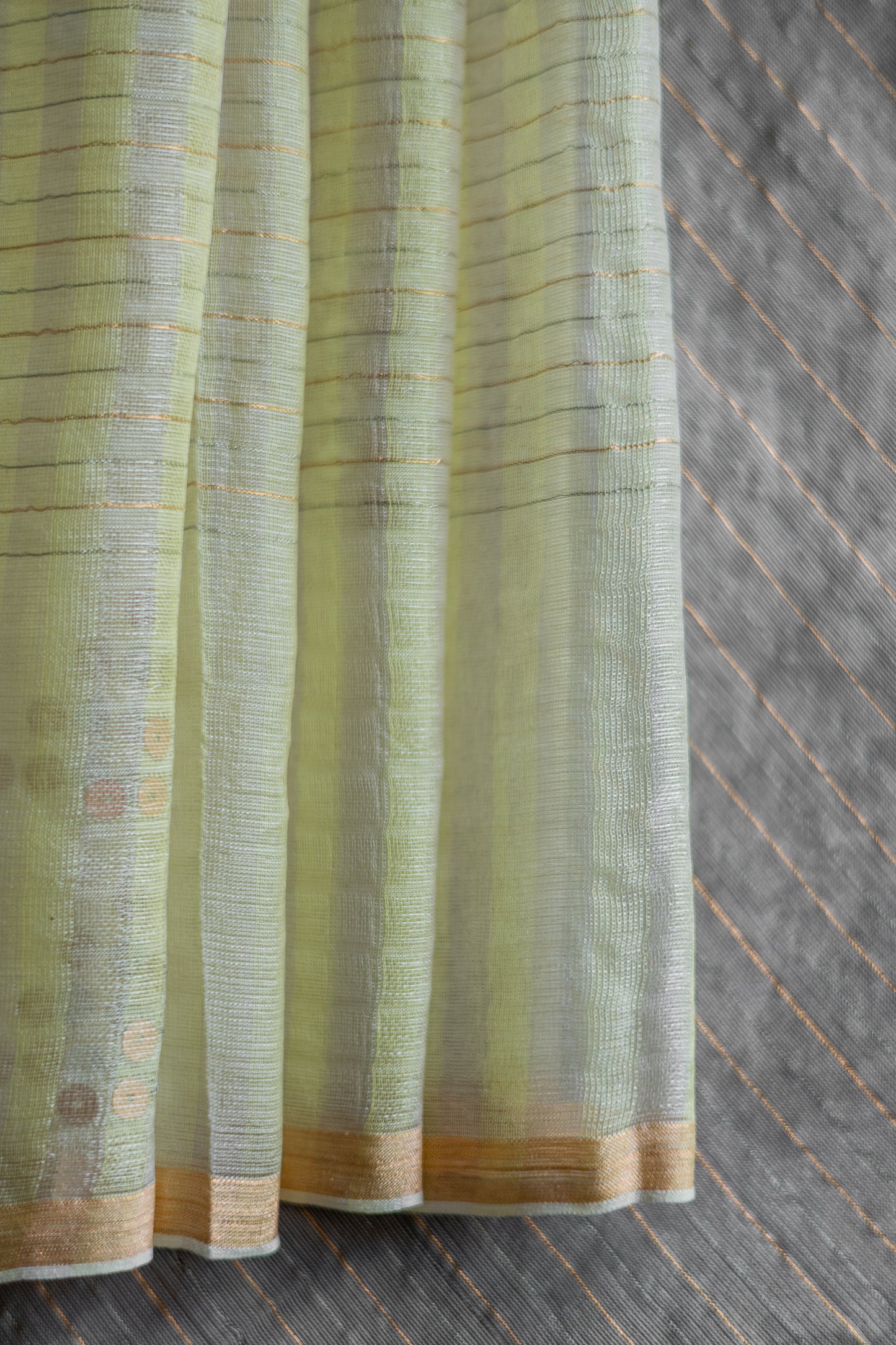 Light Yellow Organza Silk Cotton with Patterned Sequins Saree