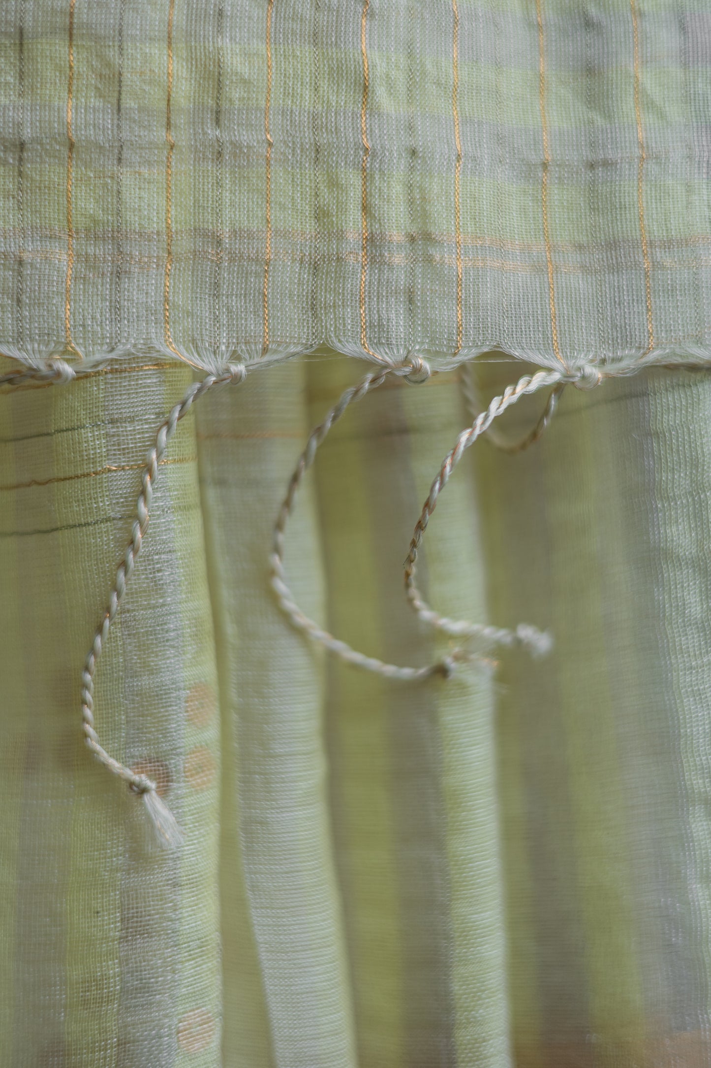 Light Yellow Organza Silk Cotton with Patterned Sequins Saree