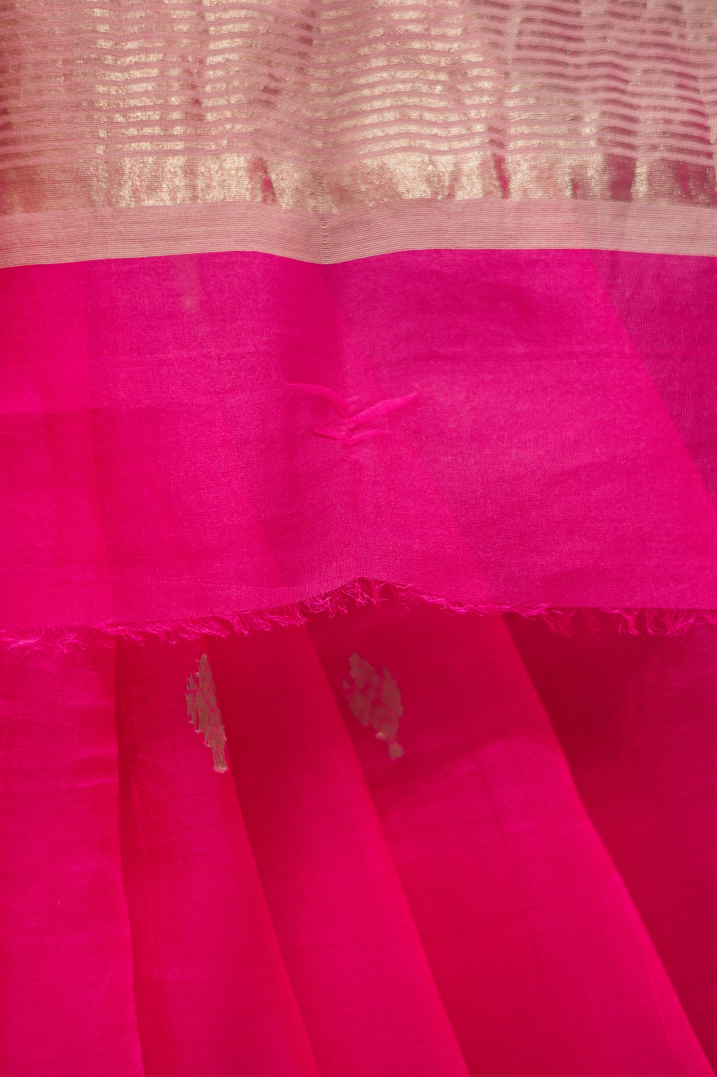 Hot Pink Organza Tissue with Silver Motif and Border Saree