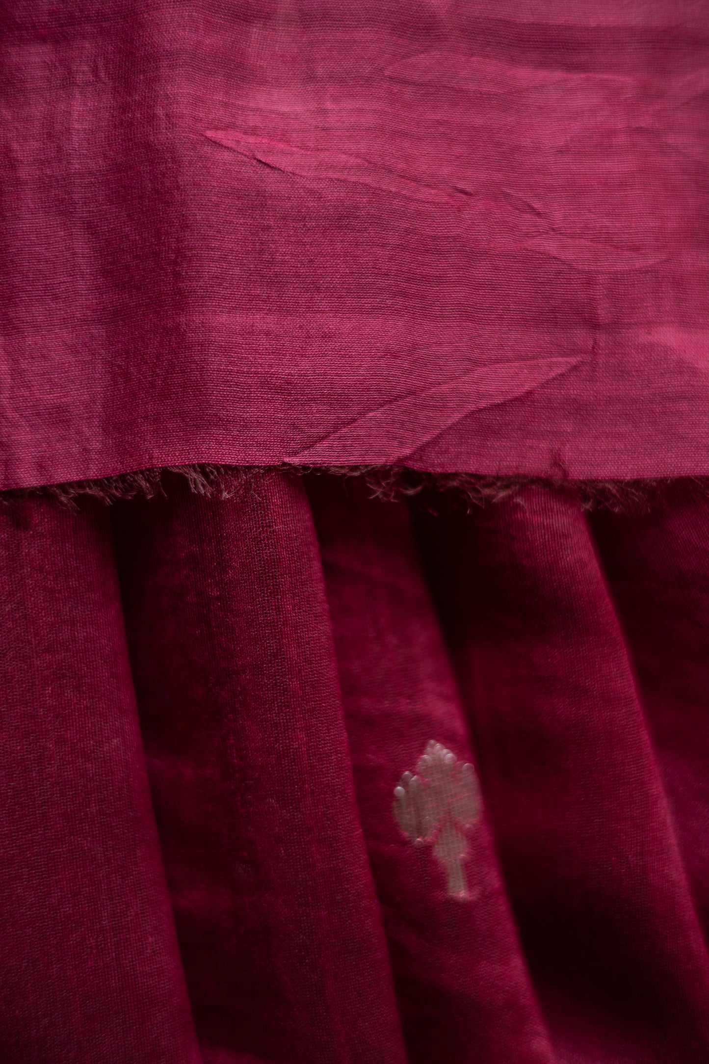 Maroon Organza Tissue with Silver Motif and Border Saree