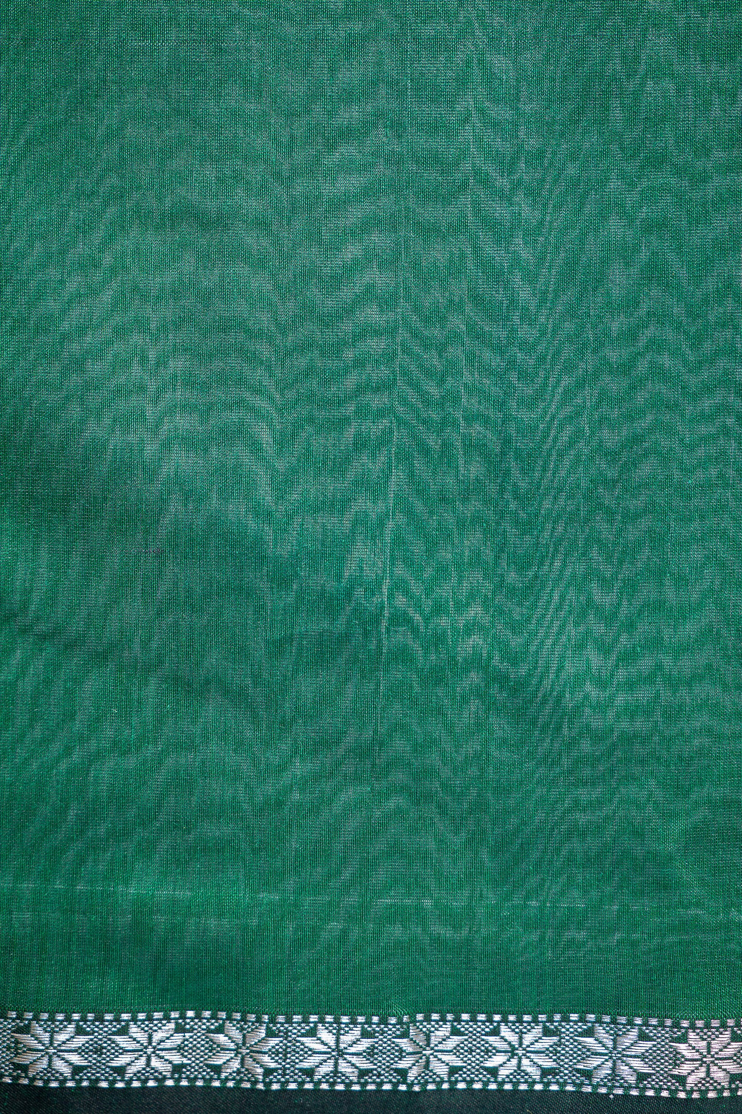 Emerald Green Silk Cotton Saree with Silver Zari Border