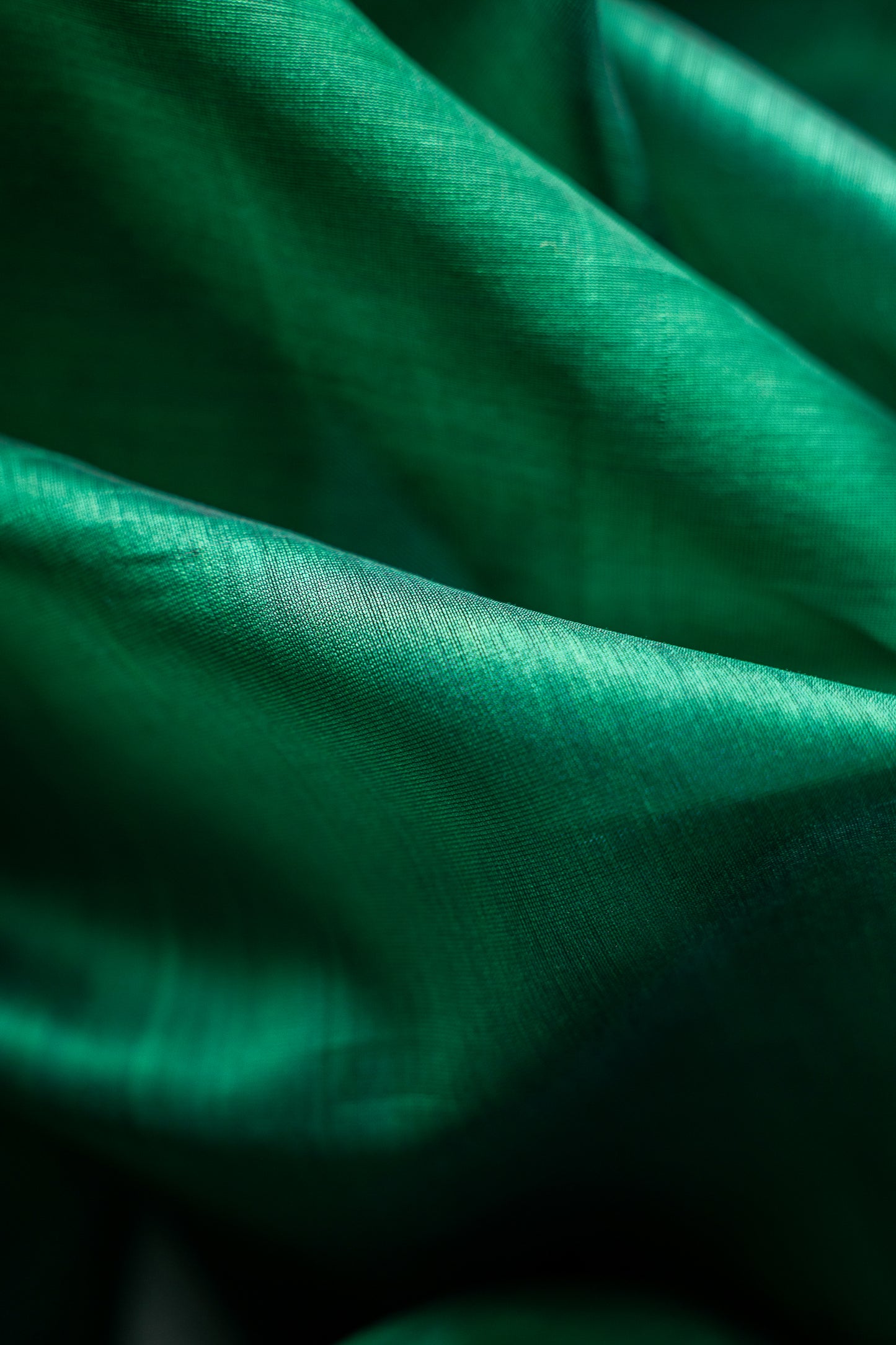 Emerald Green Silk Cotton Saree with Silver Zari Border