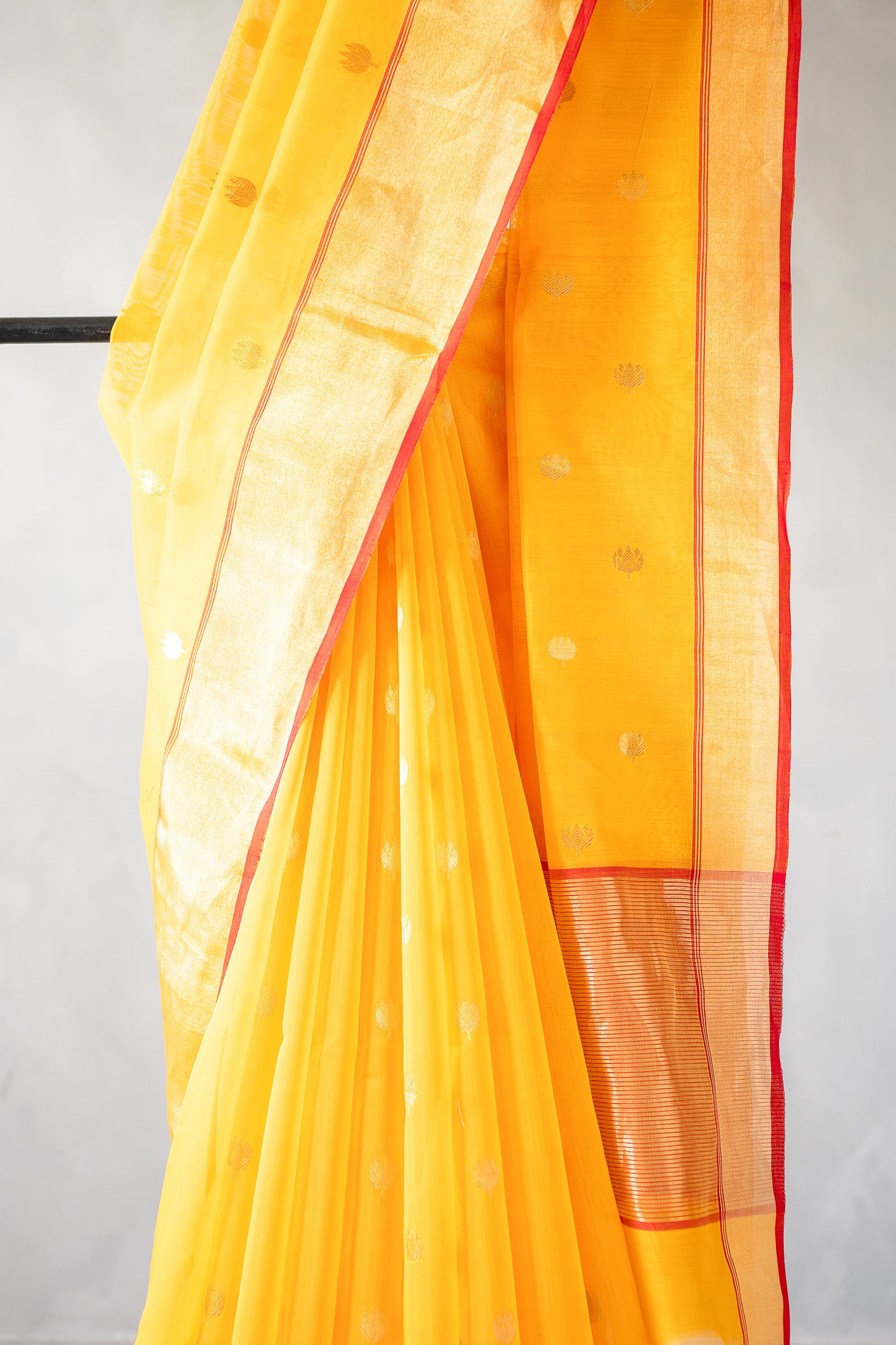 Bright Yellow Chanderi Silk by Cotton Saree