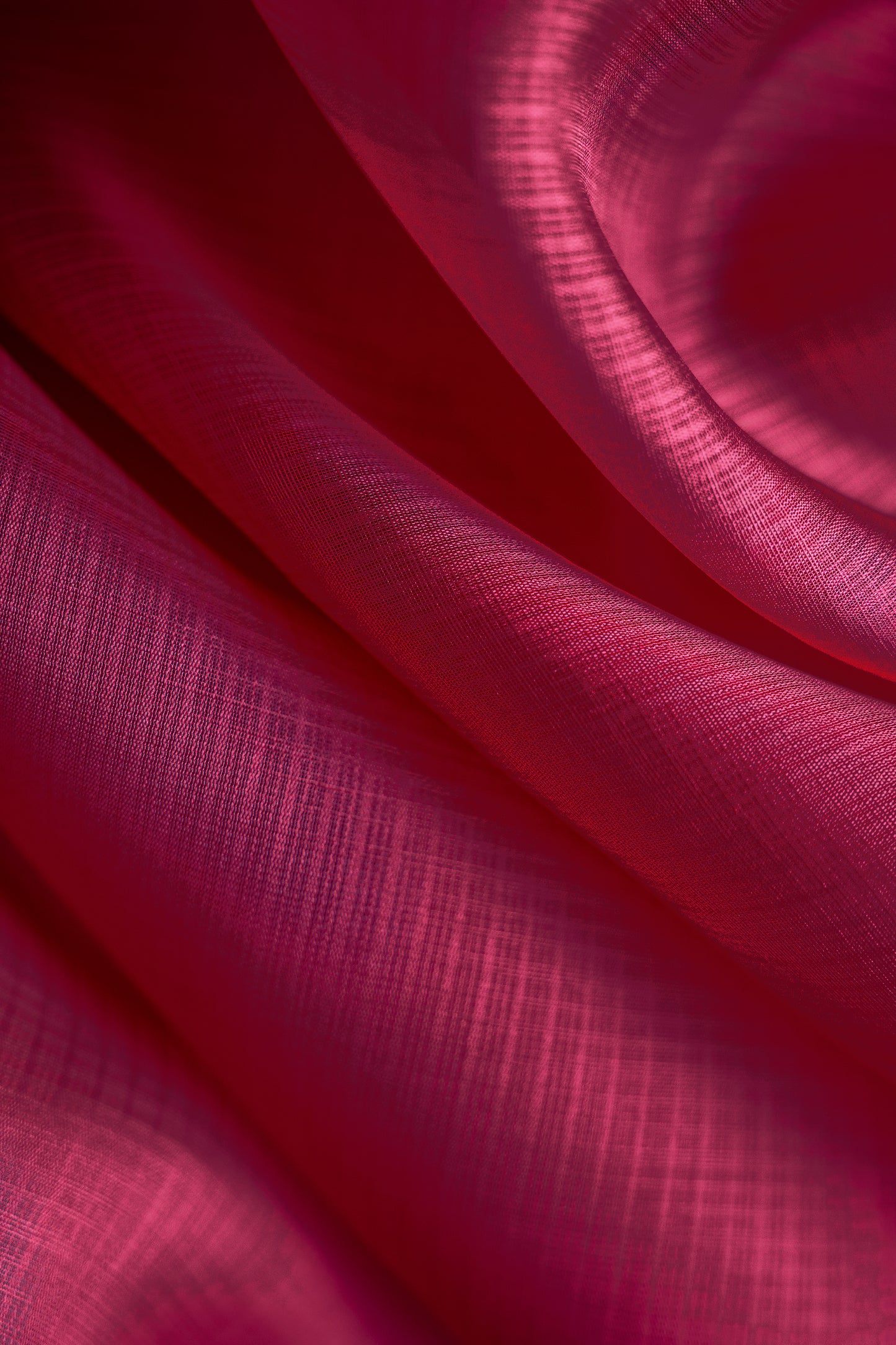 Raspberry Pink Banaras Organza Silk with a Subtle Micro Checks (Kota) Saree