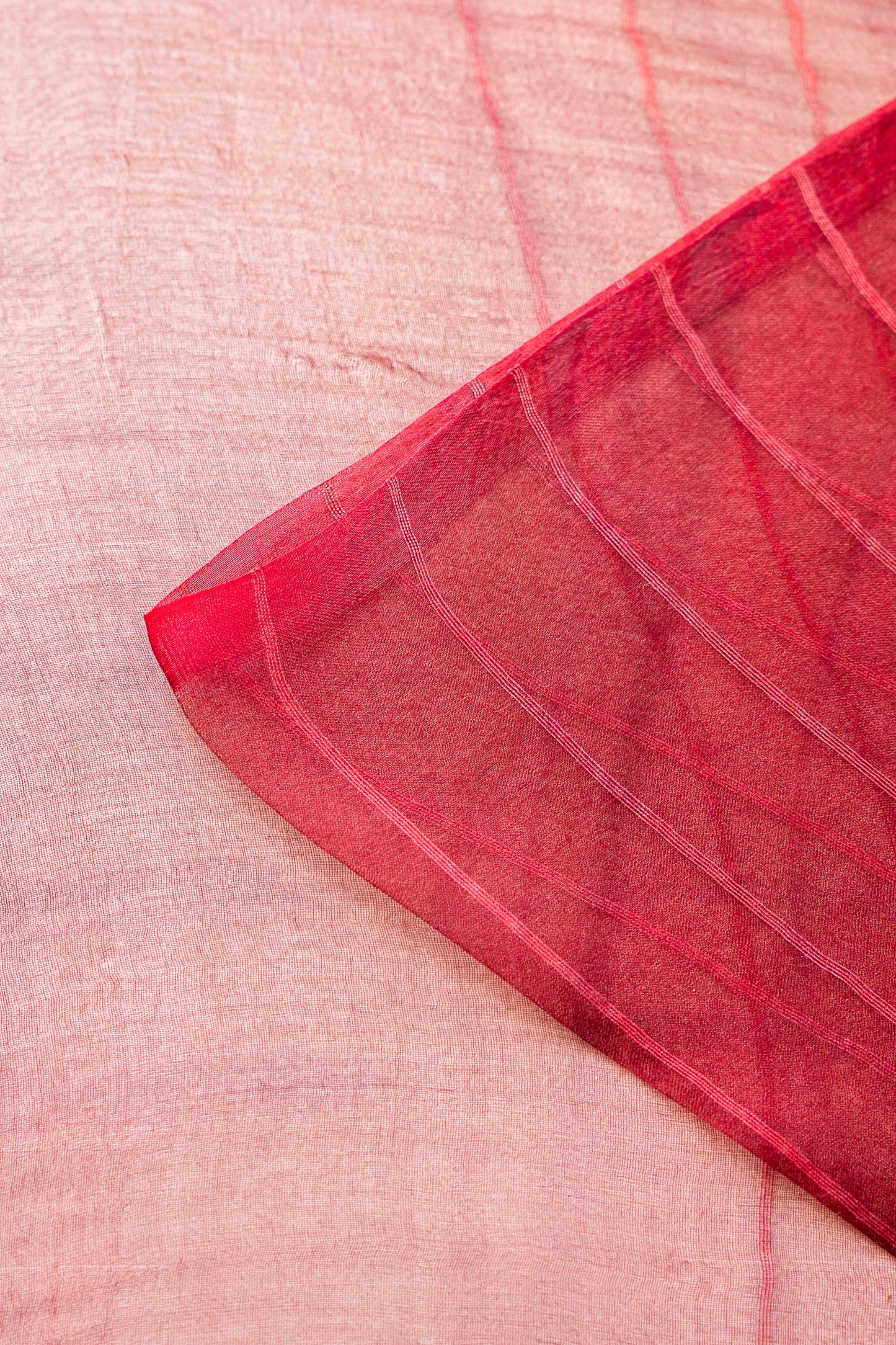Ruby Red Organza Saree with Woven Stripes