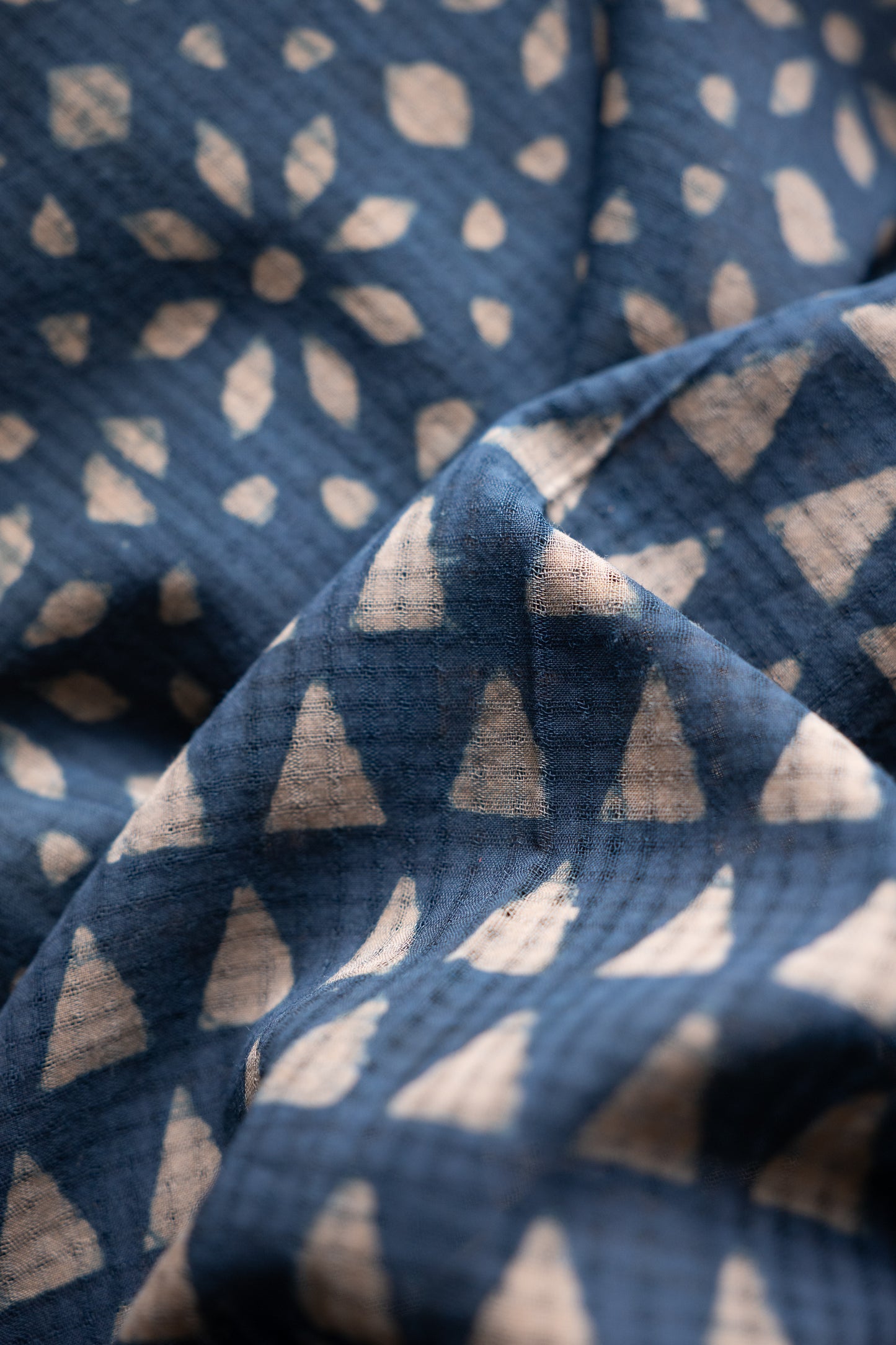Muted Indigo Blue Mangalagiri Cotton Saree Featuring an All Over Dabu Print