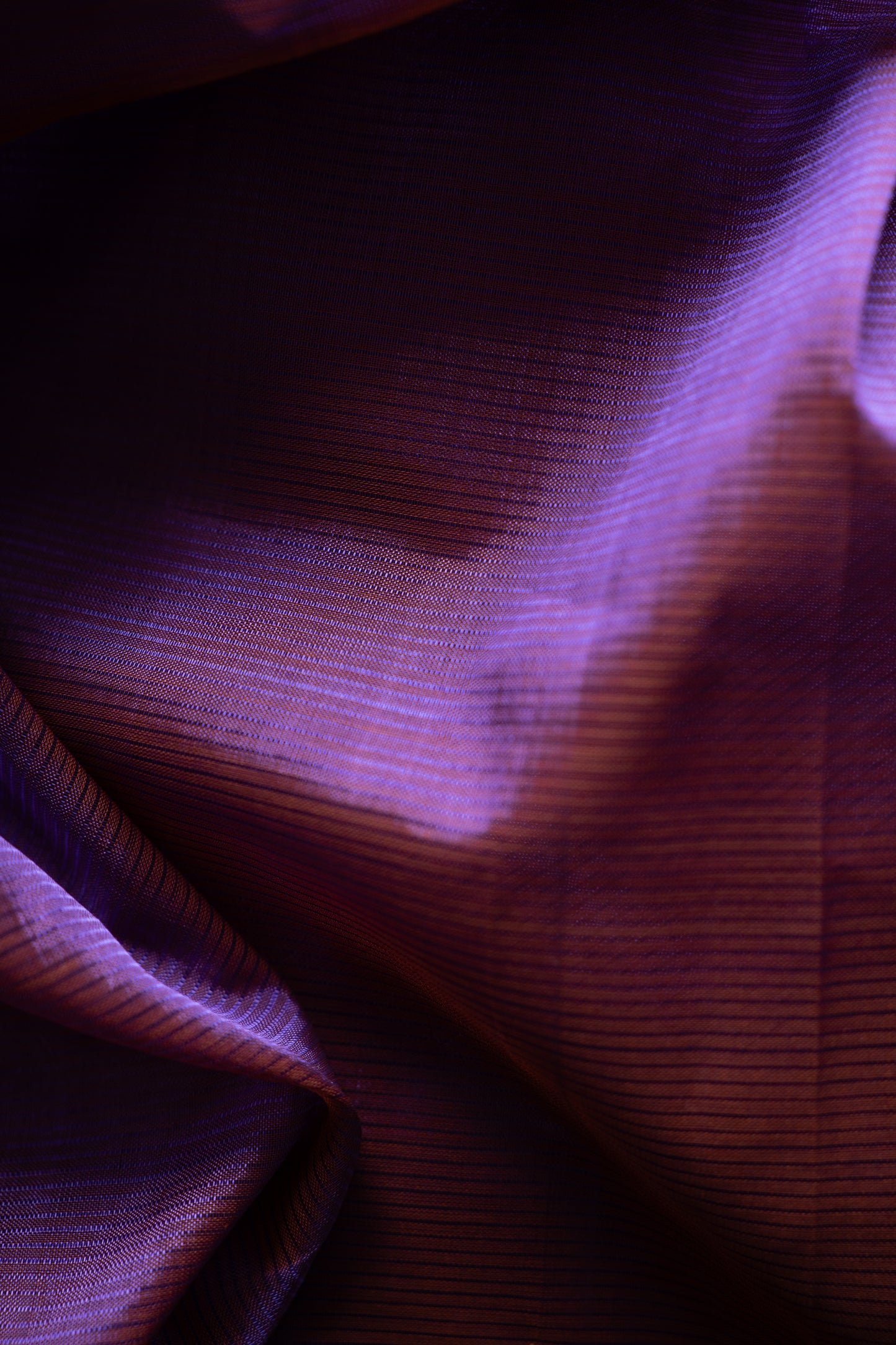 Royal Plum Mangalgiri Silk Cotton Saree with Silver Zari Border and Striped Pallu
