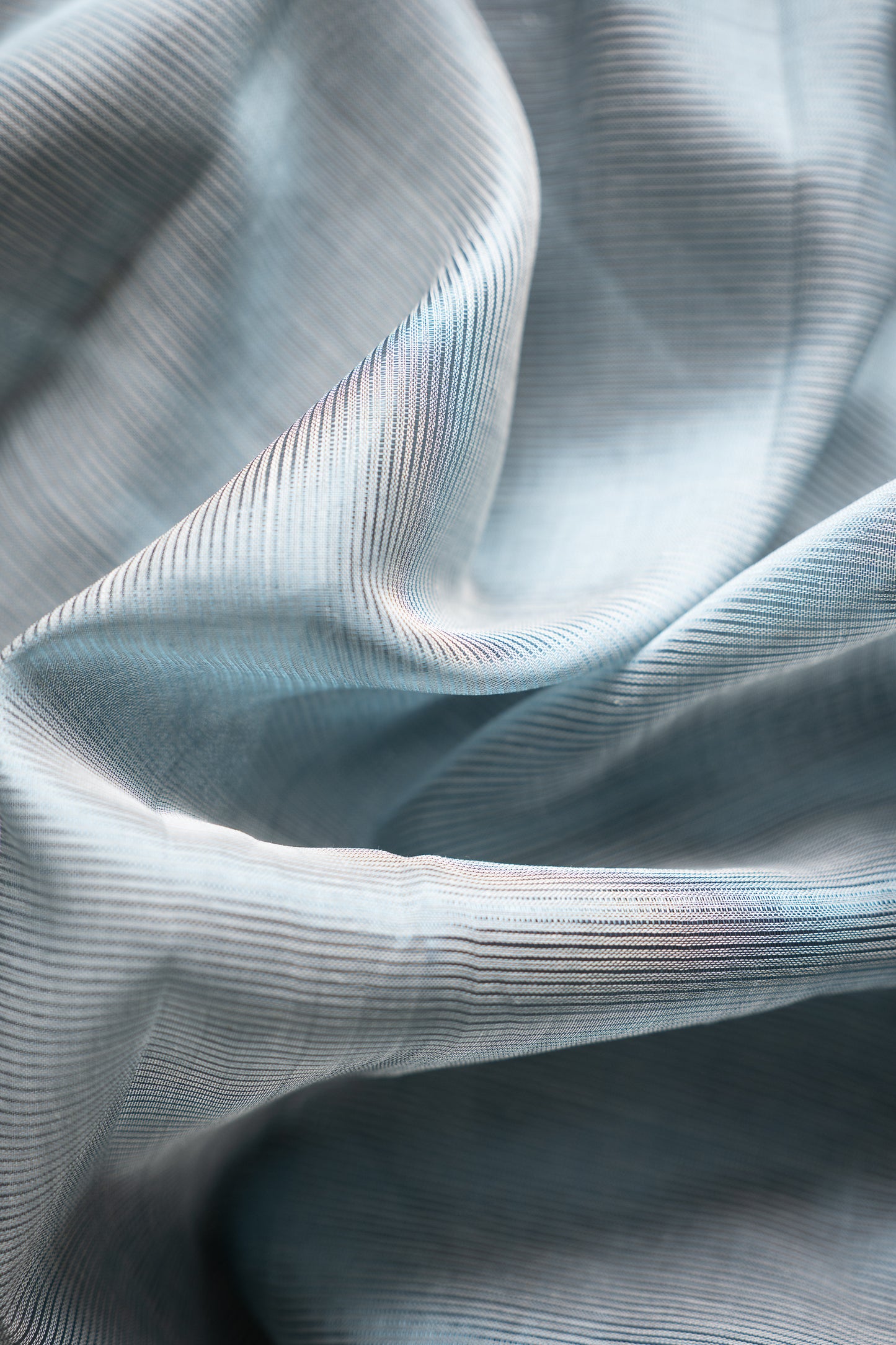 Misty Slate Grey Mangalagiri Silk Cotton Saree with Dull Gold Zari Border and Striped Pallu