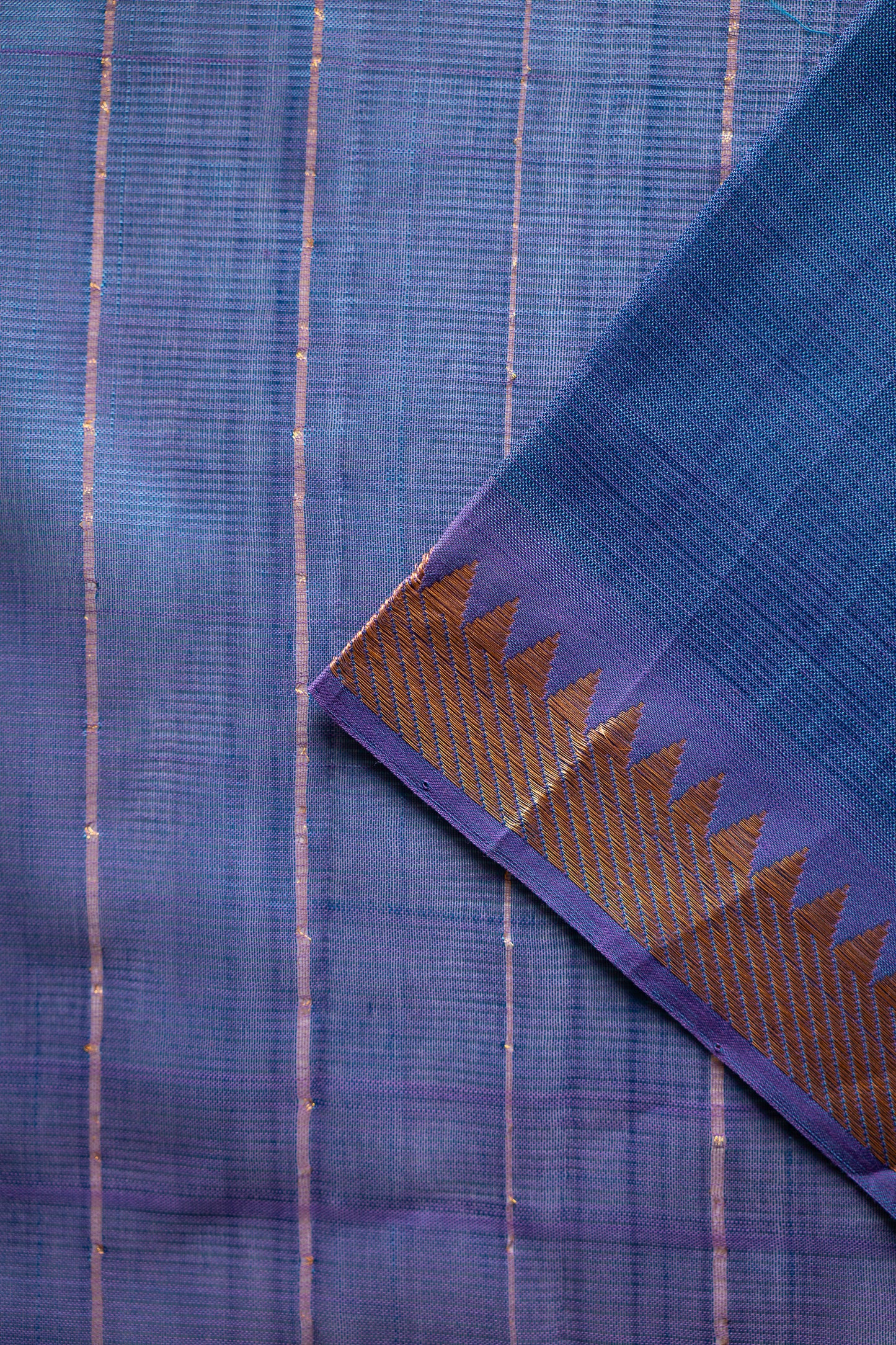 Blue Plain Mangalagiri Silk Cotton with Zari Border Saree
