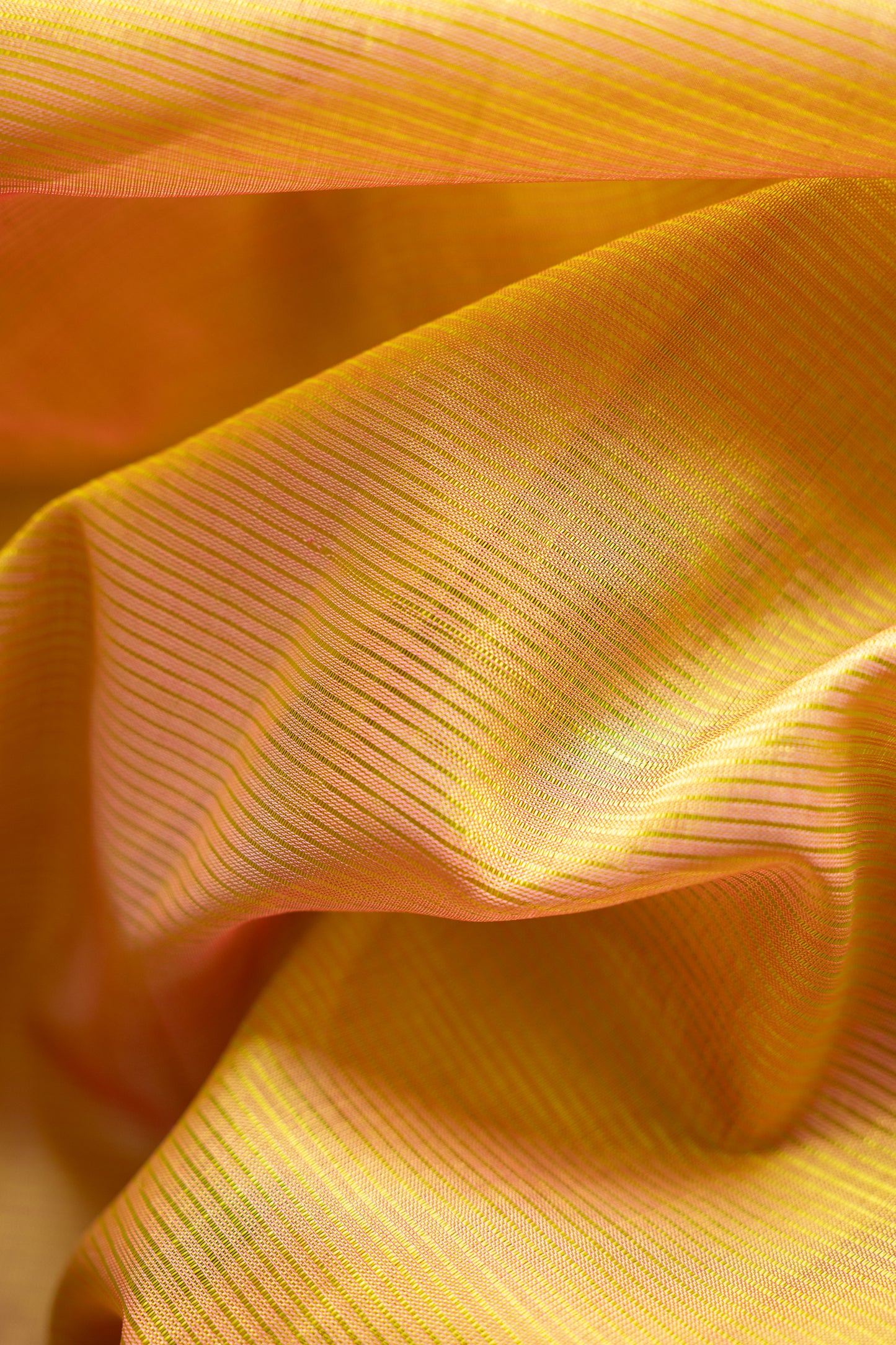 Mustard Mangalgiri Silk Cotton Saree with Silver Zari Striped Pallu and Border