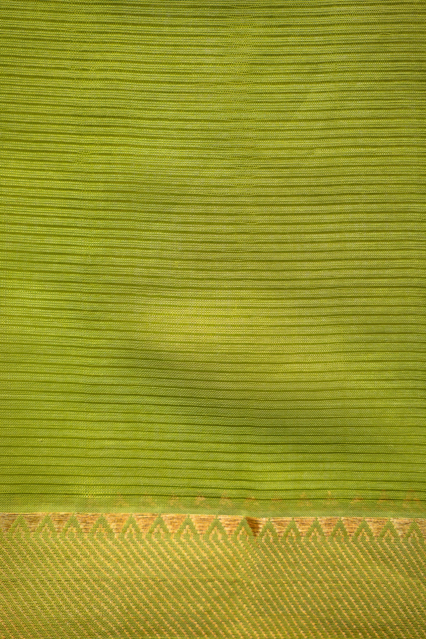 Lime Green Mangalgiri Silk Cotton Saree with Gold Zari Striped Pallu and Border