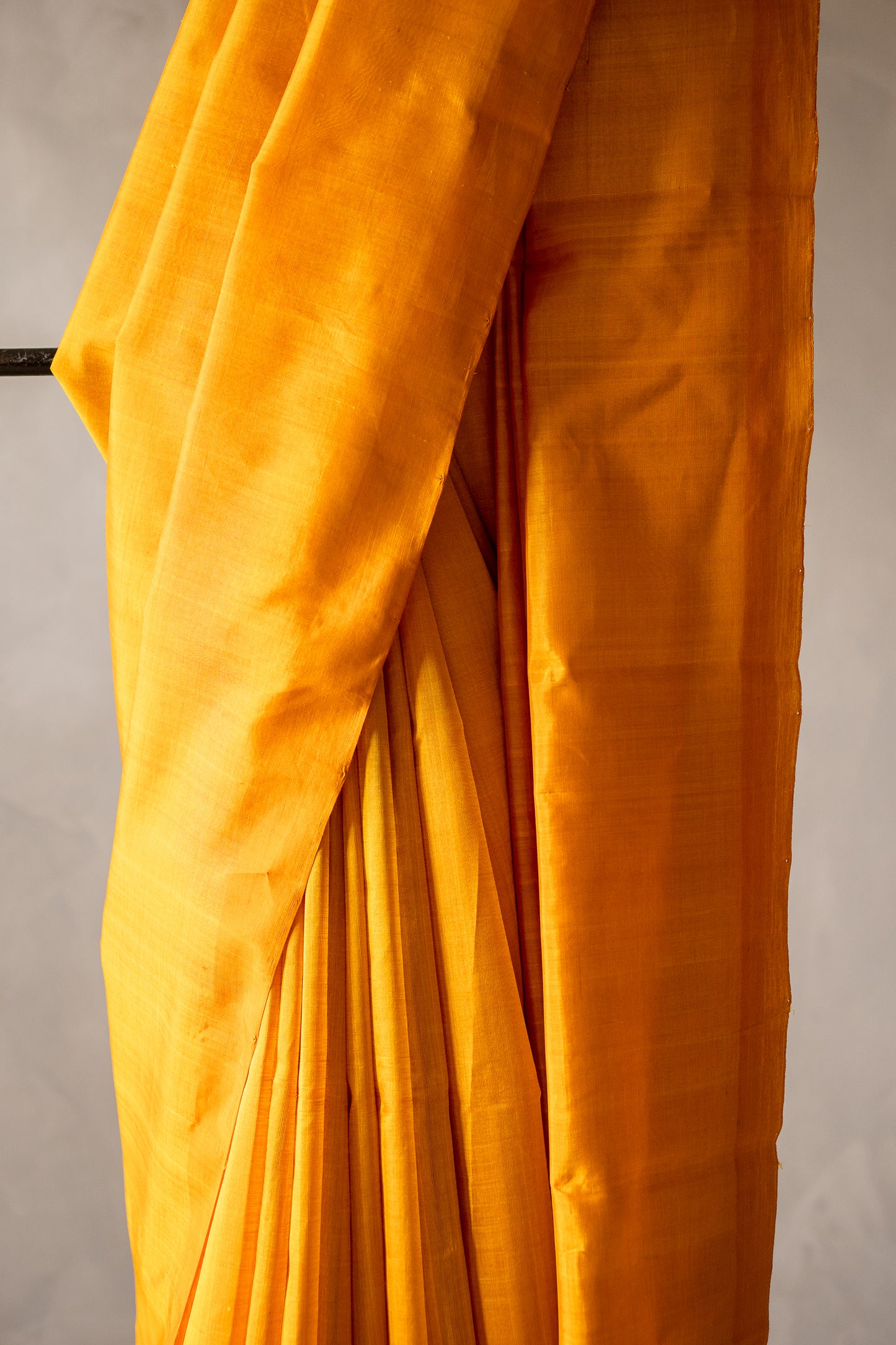 Mustard Yellow Plain Mangalagiri Silk Cotton Saree