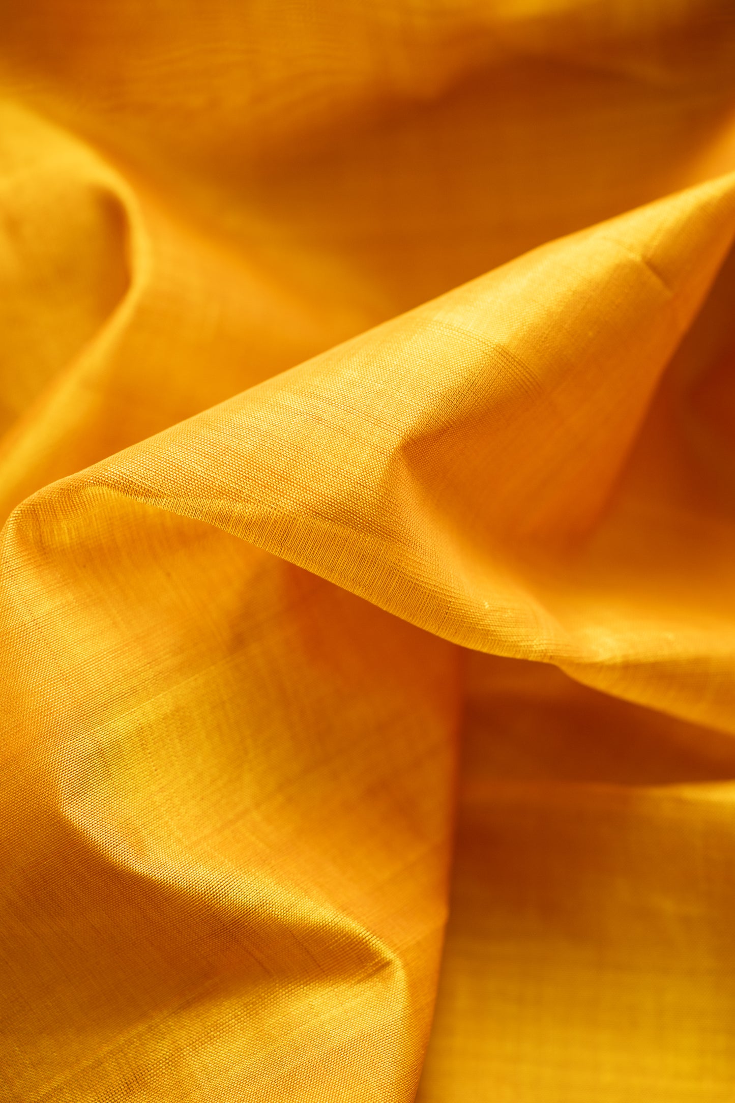 Mustard Yellow Plain Mangalagiri Silk Cotton Saree