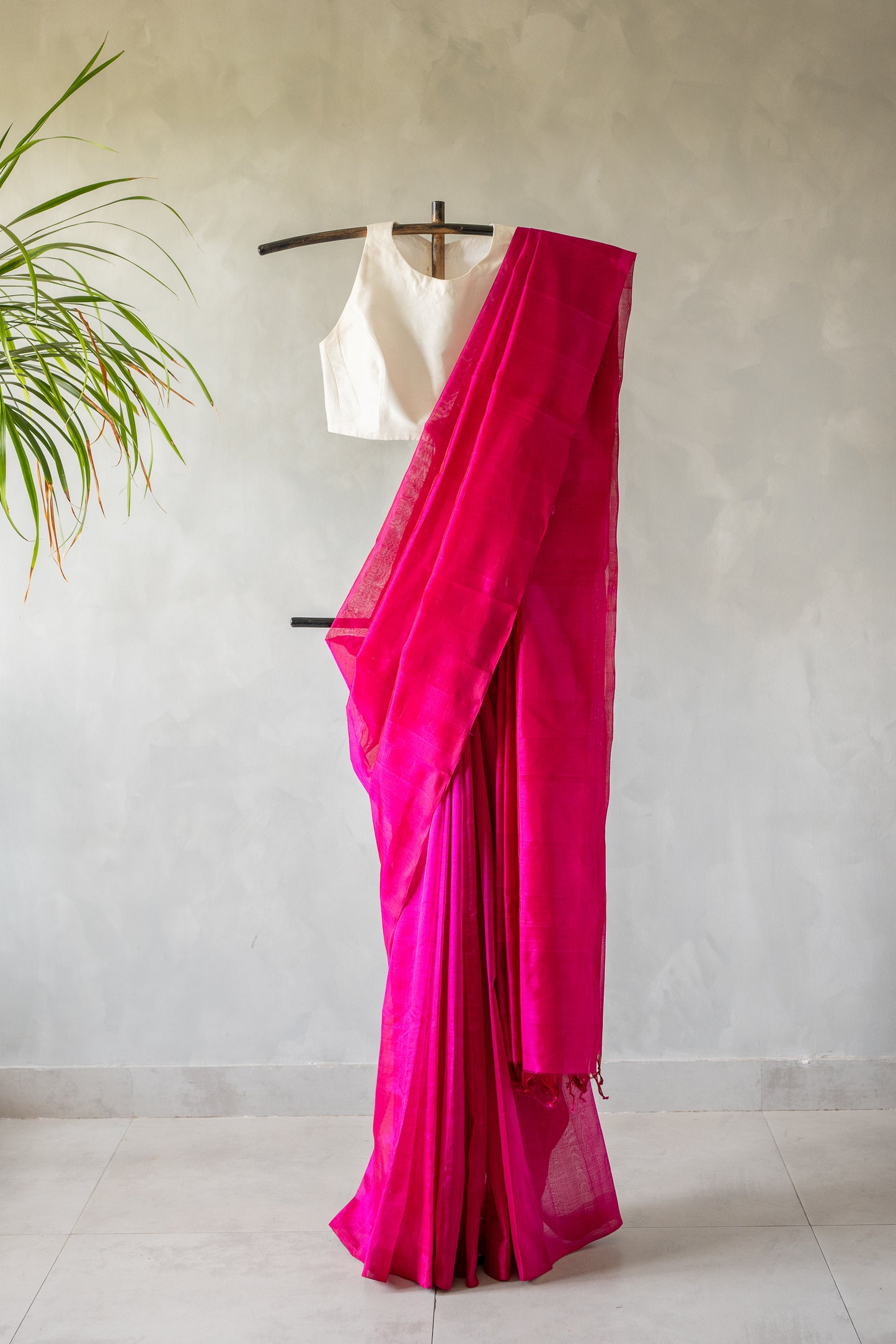 Pink Plain Mangalagiri Silk Cotton Saree