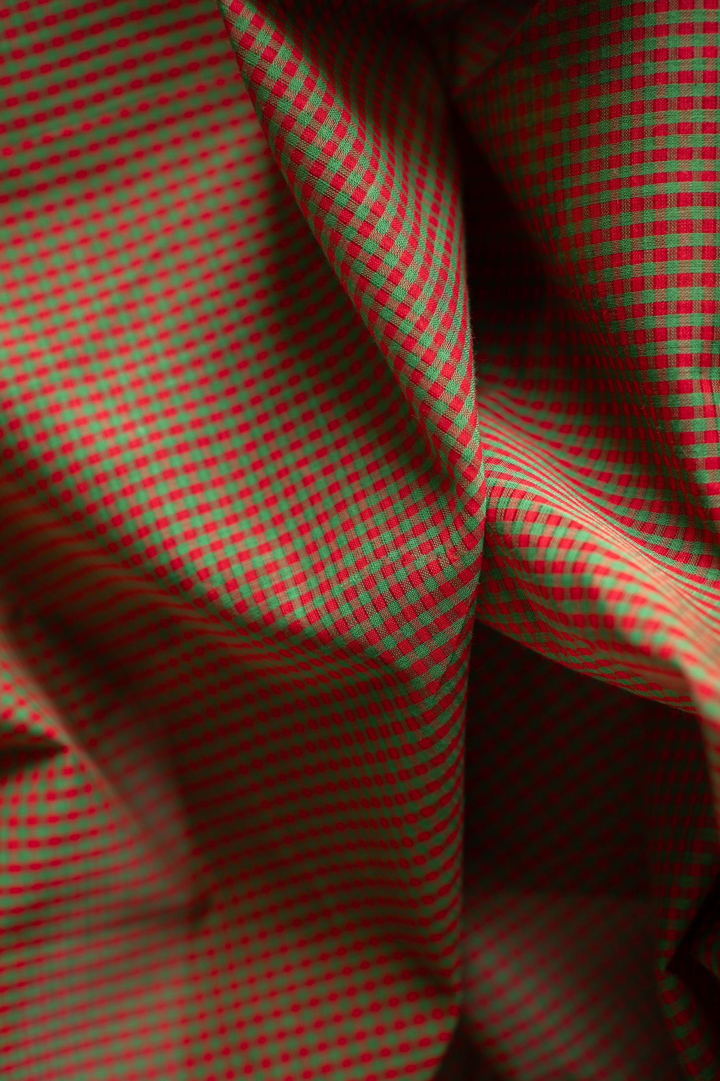 Brown Micro Check Mangalagiri Cotton With Zari Border Saree