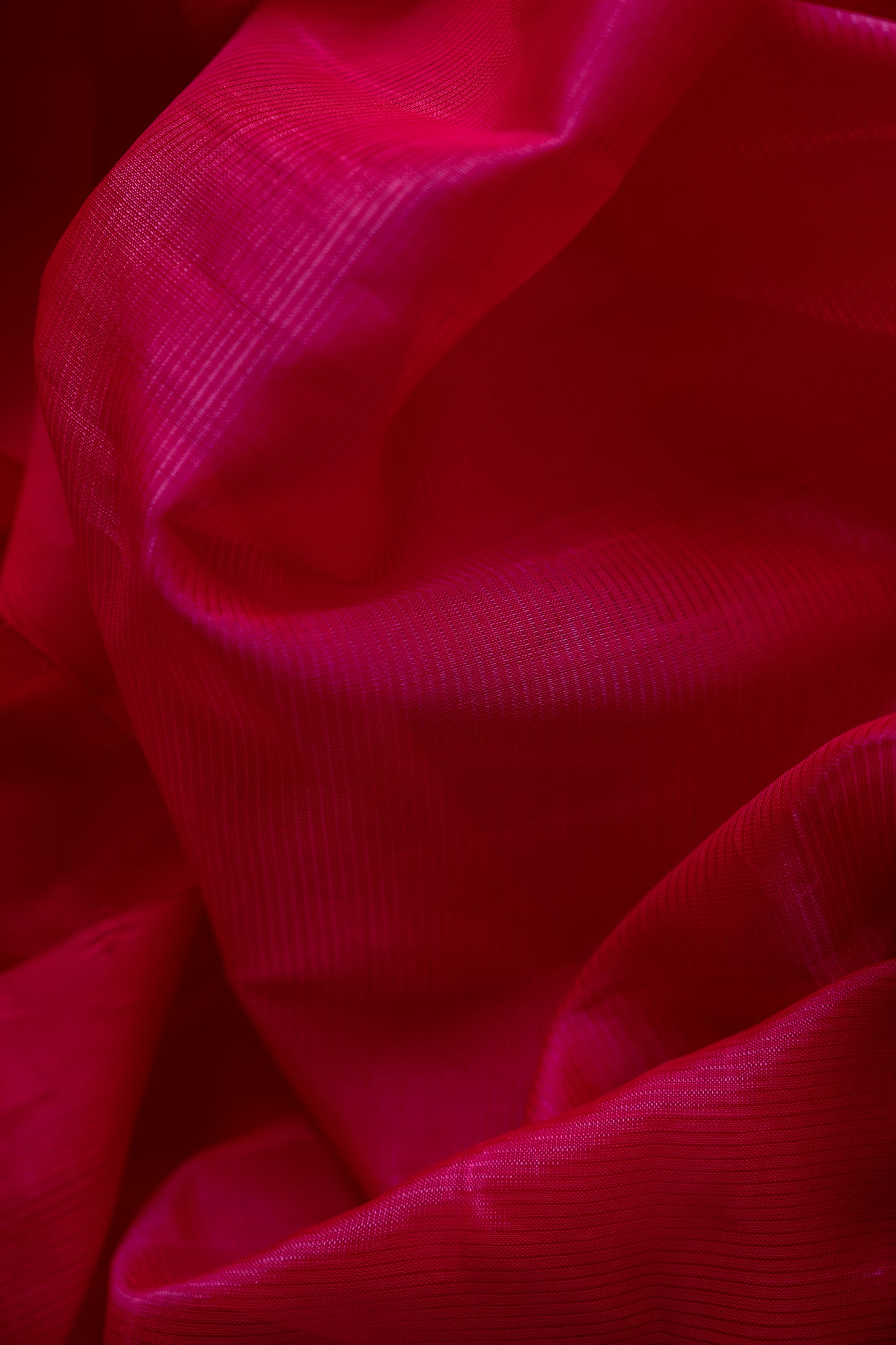 Hot Pink Plain Mangalagiri Silk Cotton Saree