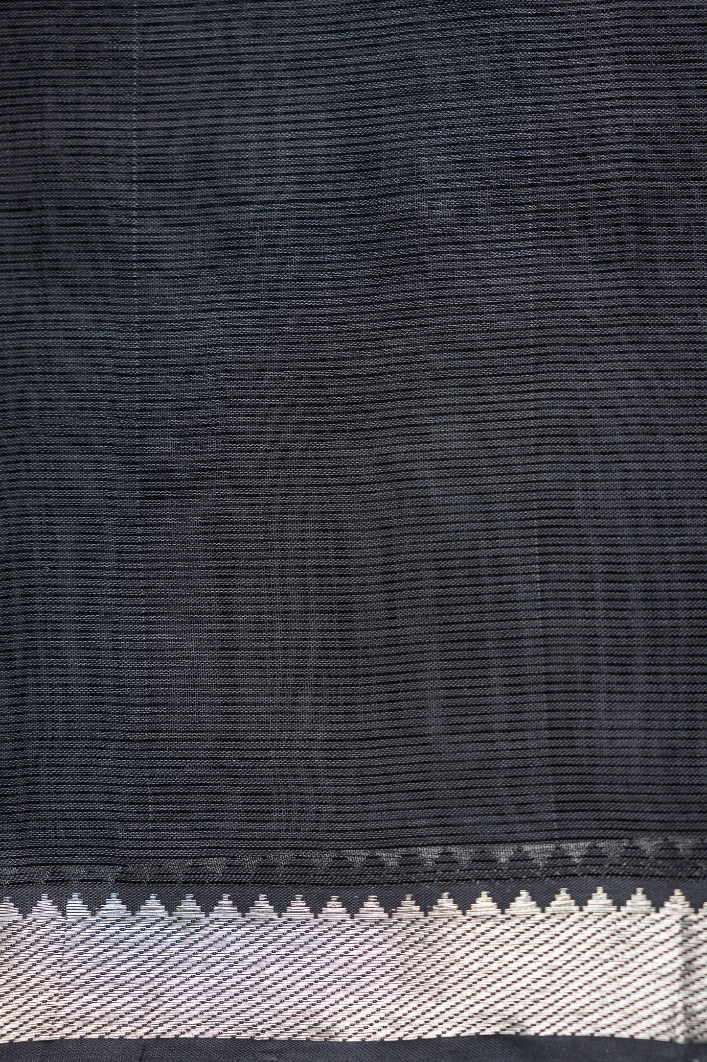 Black Plain Mangalagiri Cotton With Silver Border Saree
