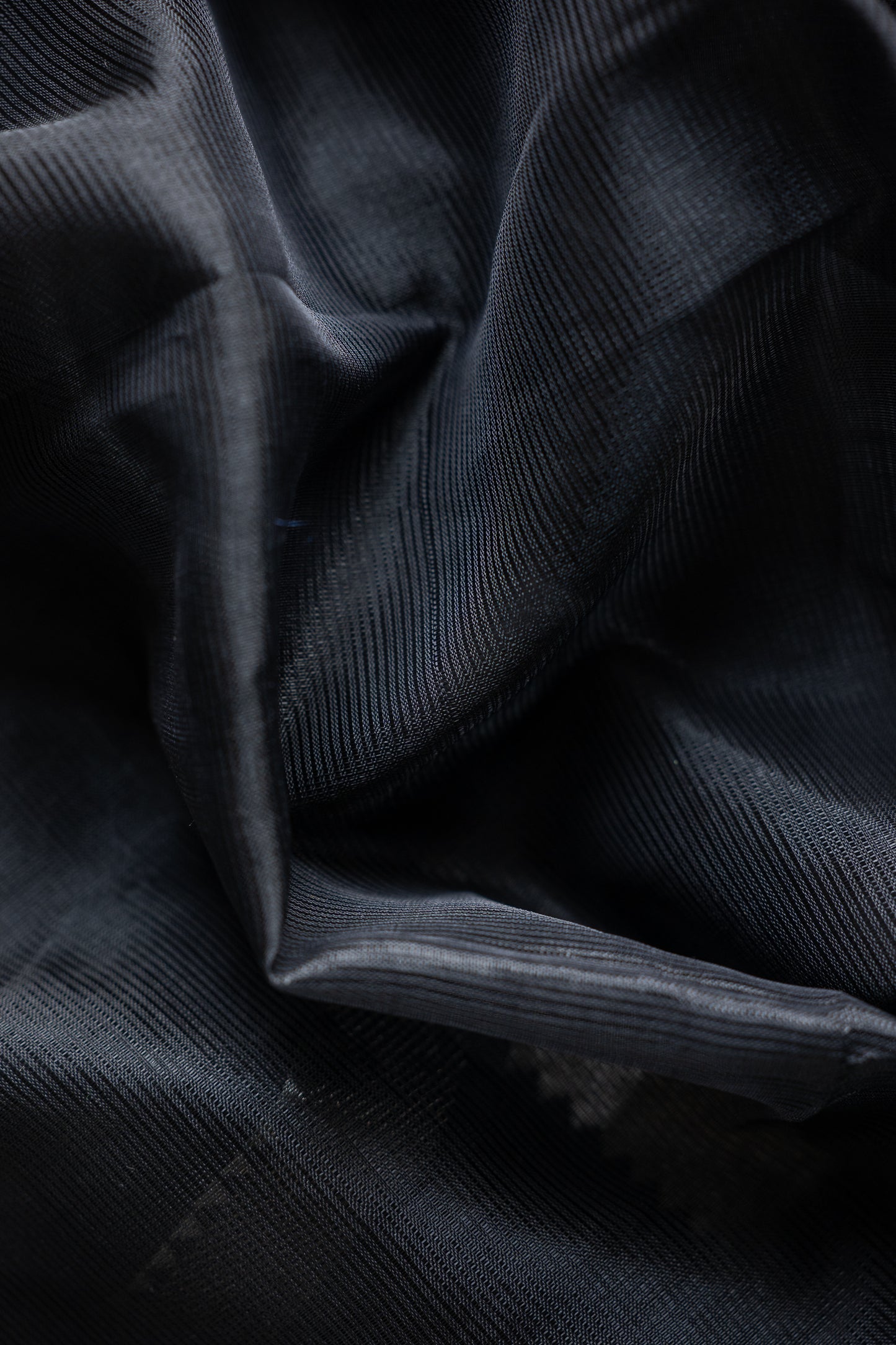 Black Plain Mangalagiri Cotton With Silver Border Saree