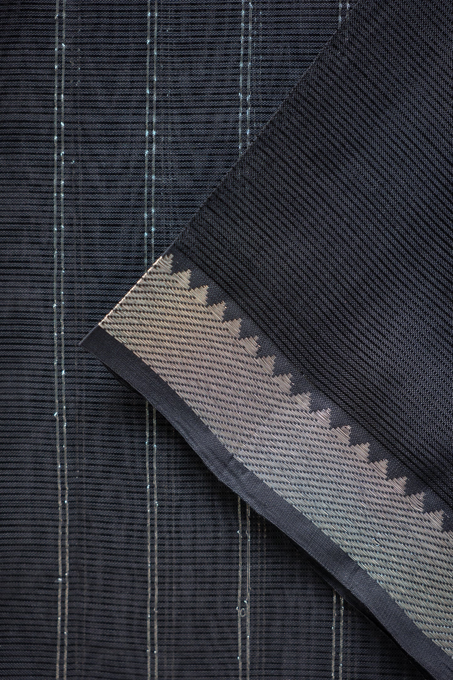 Black Plain Mangalagiri Cotton With Silver Border Saree
