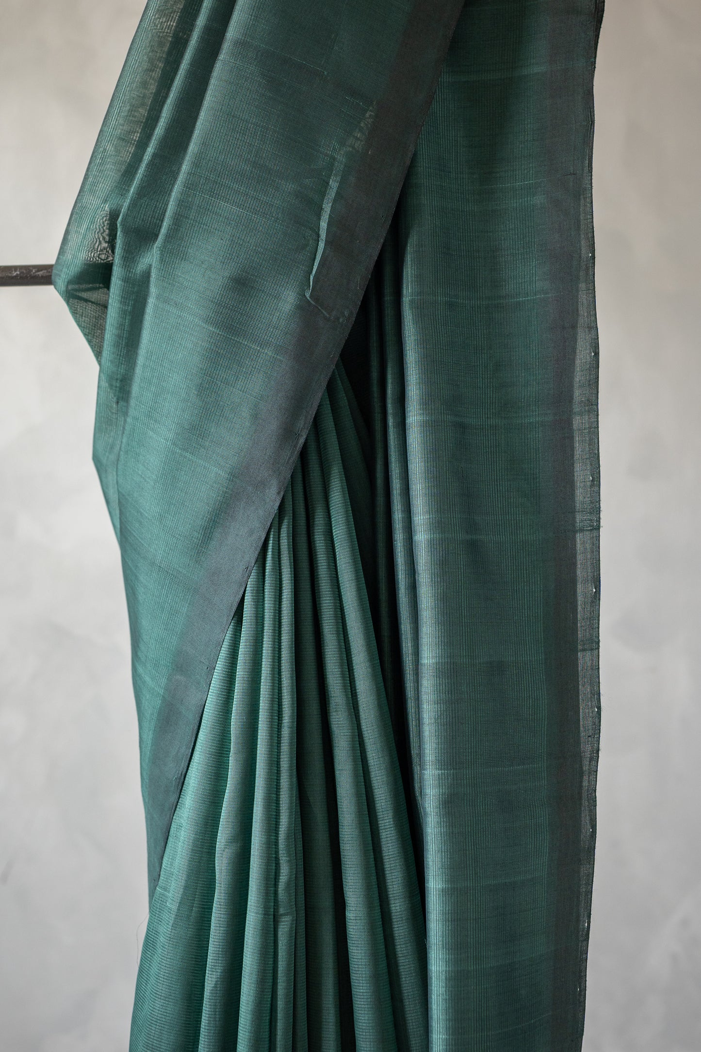 Dark Green Plain Mangalagiri Silk Cotton Saree