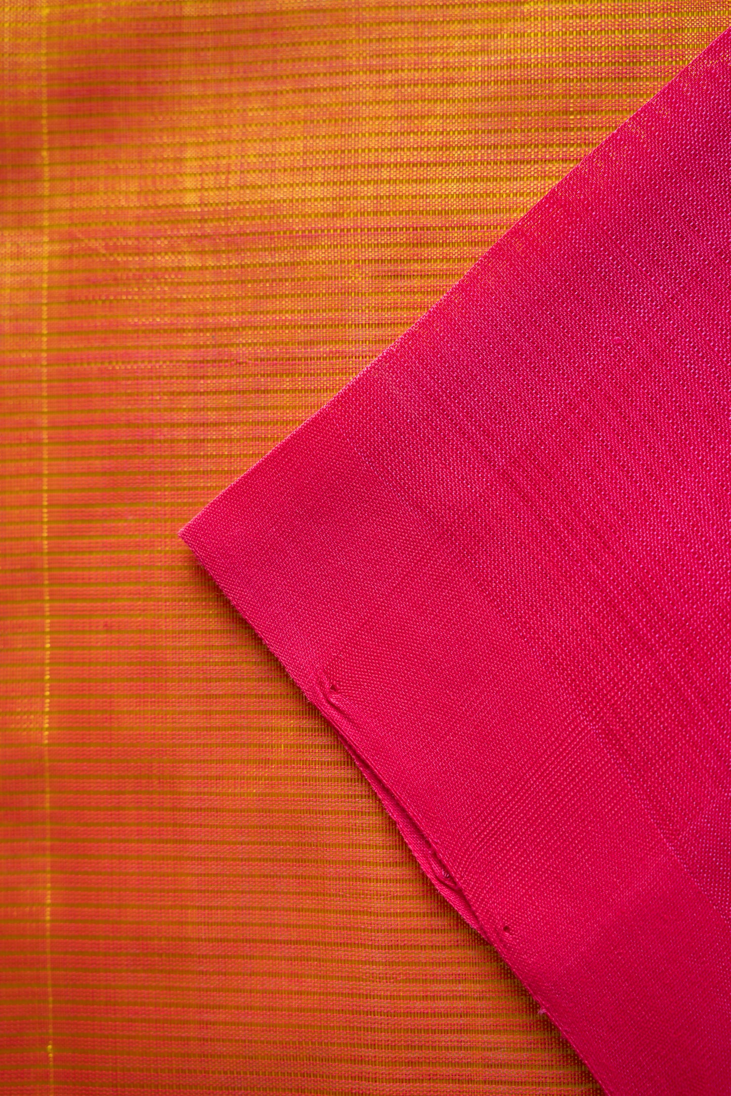 Hot Pink Plain Mangalagiri Silk Cotton Saree