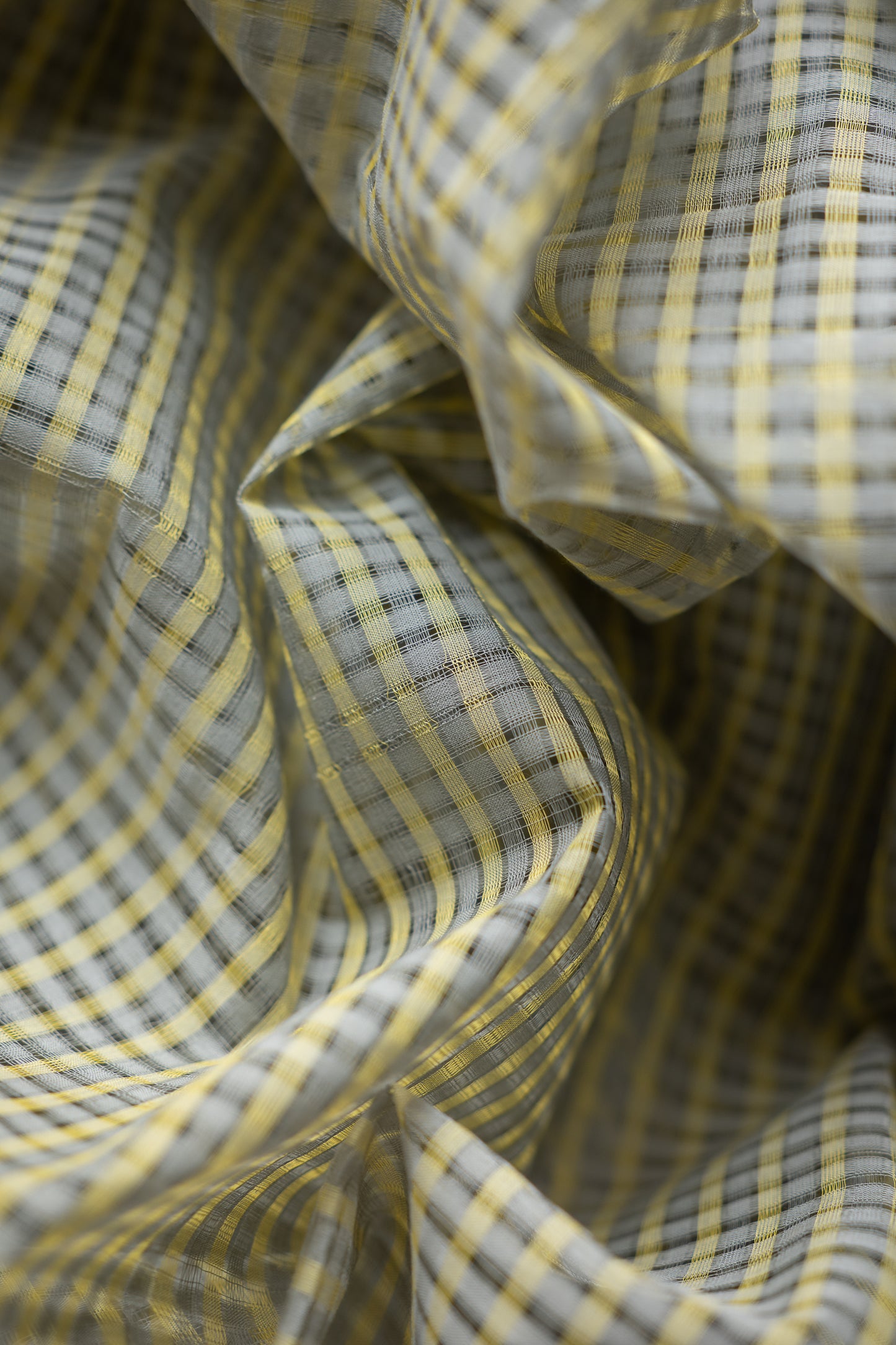 Olive Green Micro Check Mangalagiri Cotton With Zari Border Saree