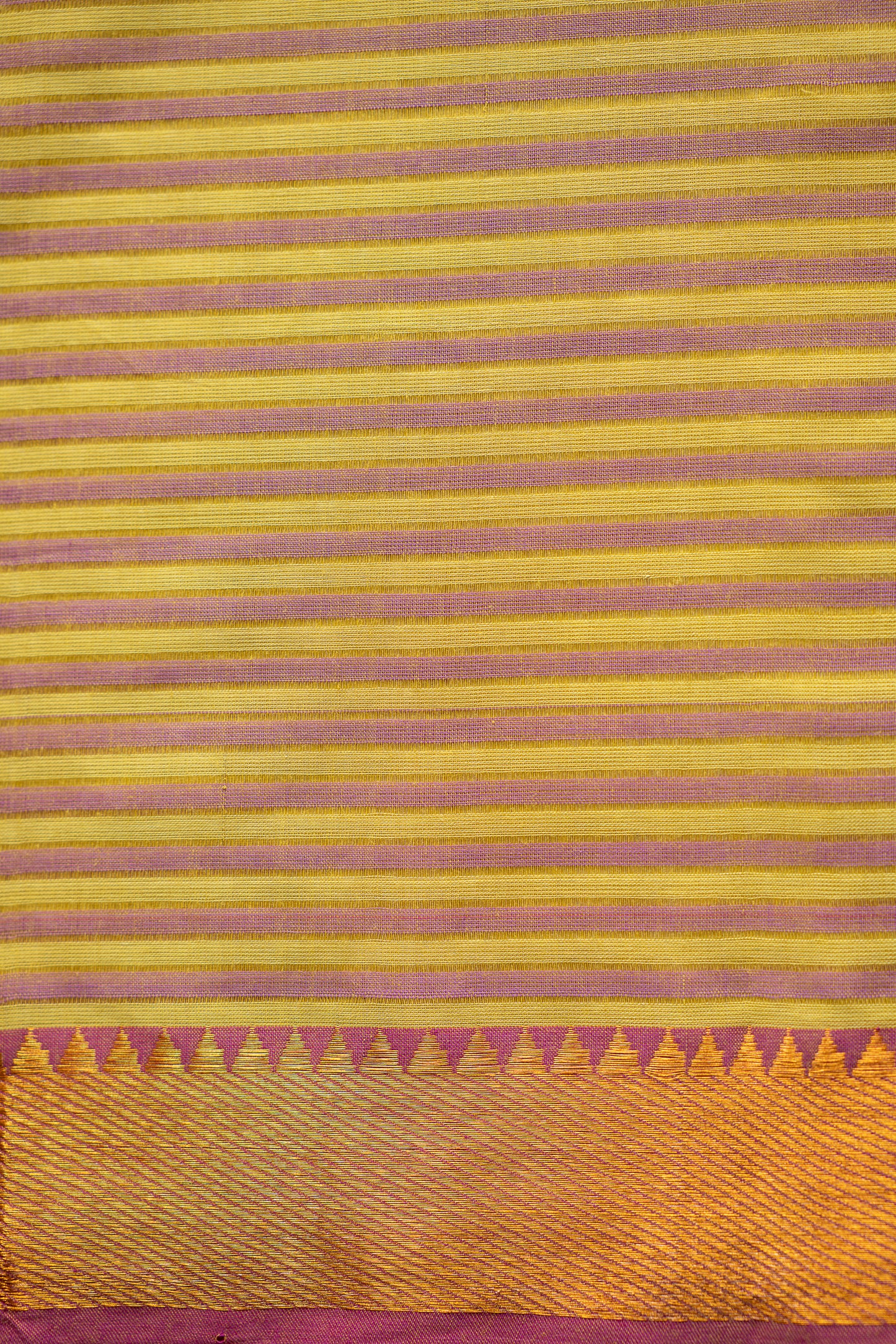 Yellow Micro Check Mangalagiri Cotton with Zari Border Saree