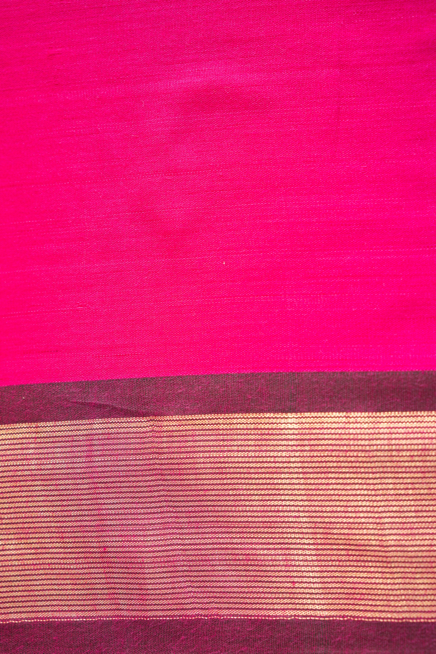 Hot Pink Plain Mangalagiri Silk Cotton with Geometric Zari Pallu Saree