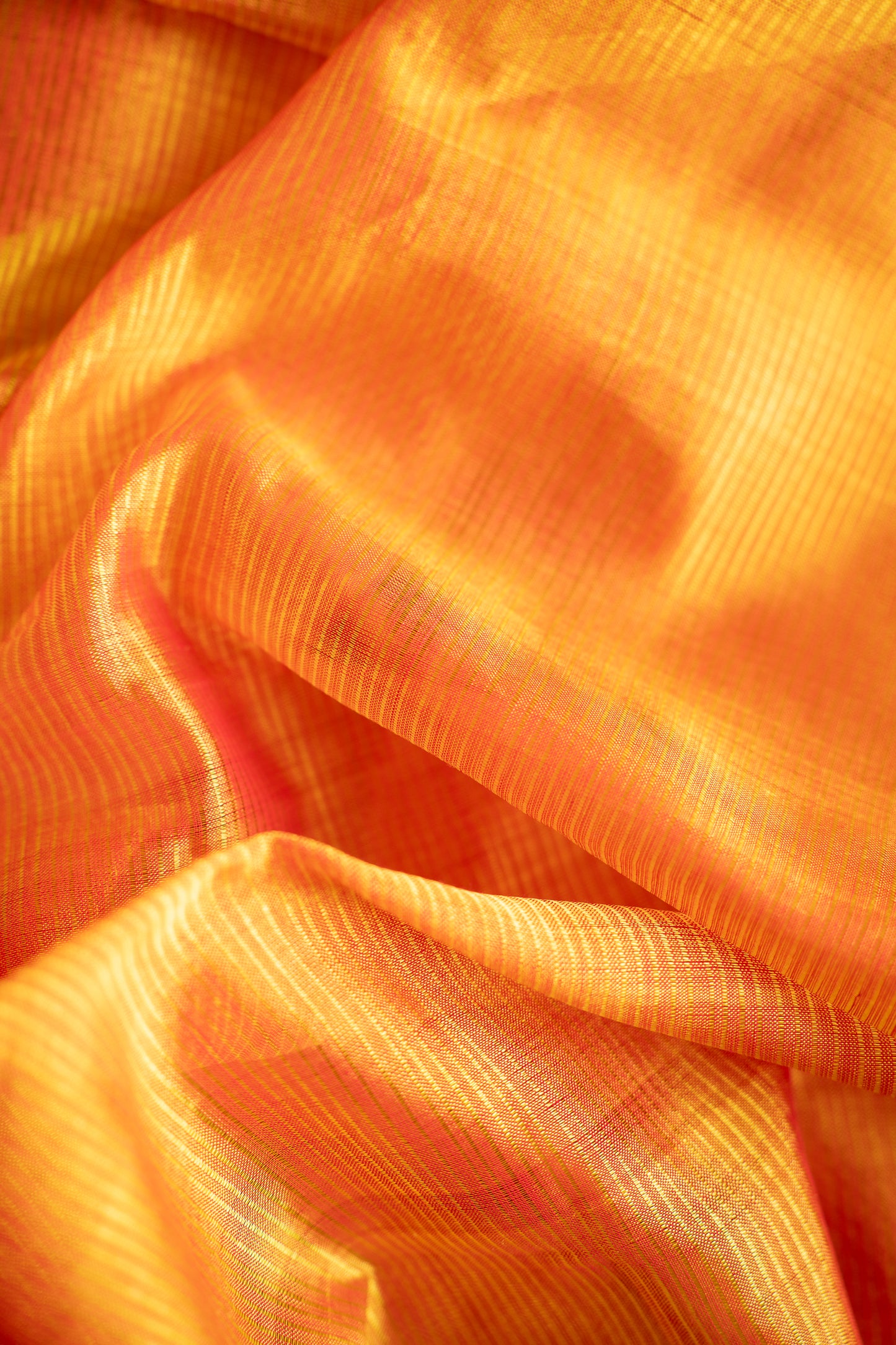 Yellow and Orange Plain Mangalagiri Silk Cotton with Zari Border Saree
