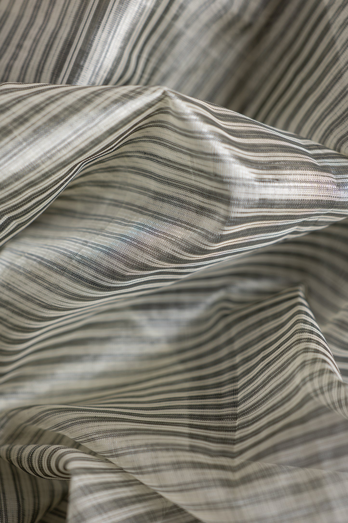 Off White Stripe Mangalagiri Silk Cotton with Black Border Saree