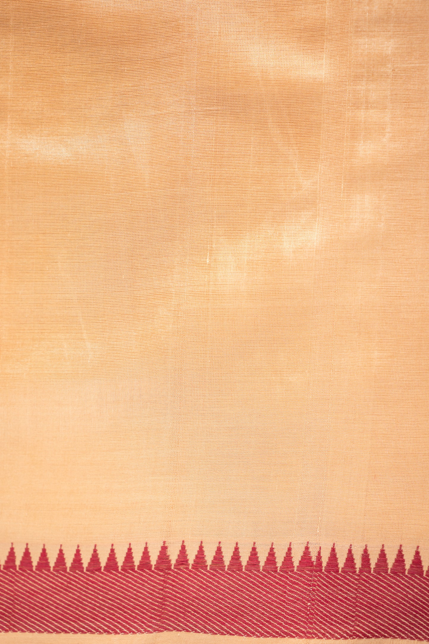 Beige Plain Mangalagiri Silk Cotton with Temple Border Saree
