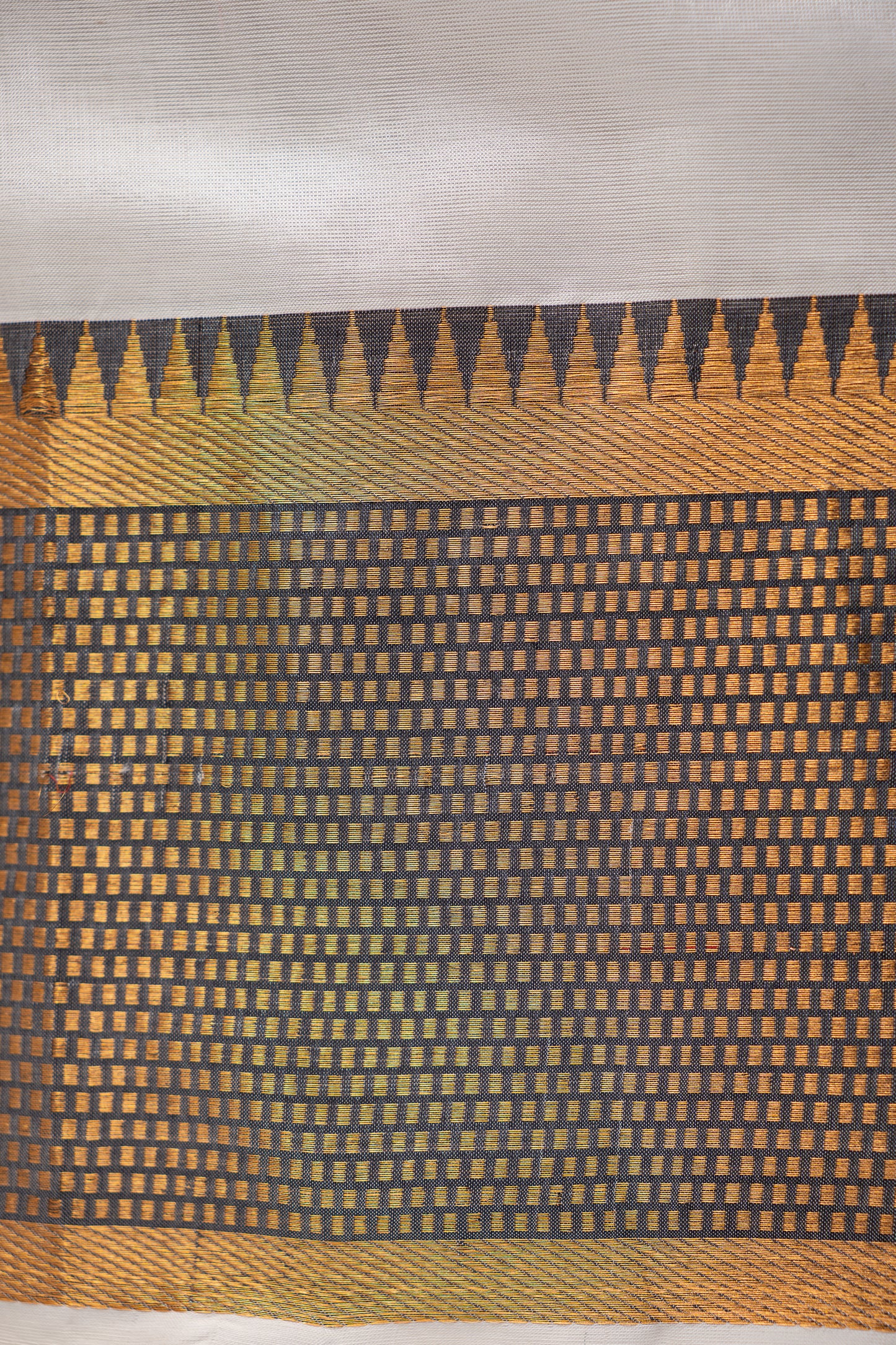 Off White Plain Mangalagiri Silk Cotton with Zari Border Saree