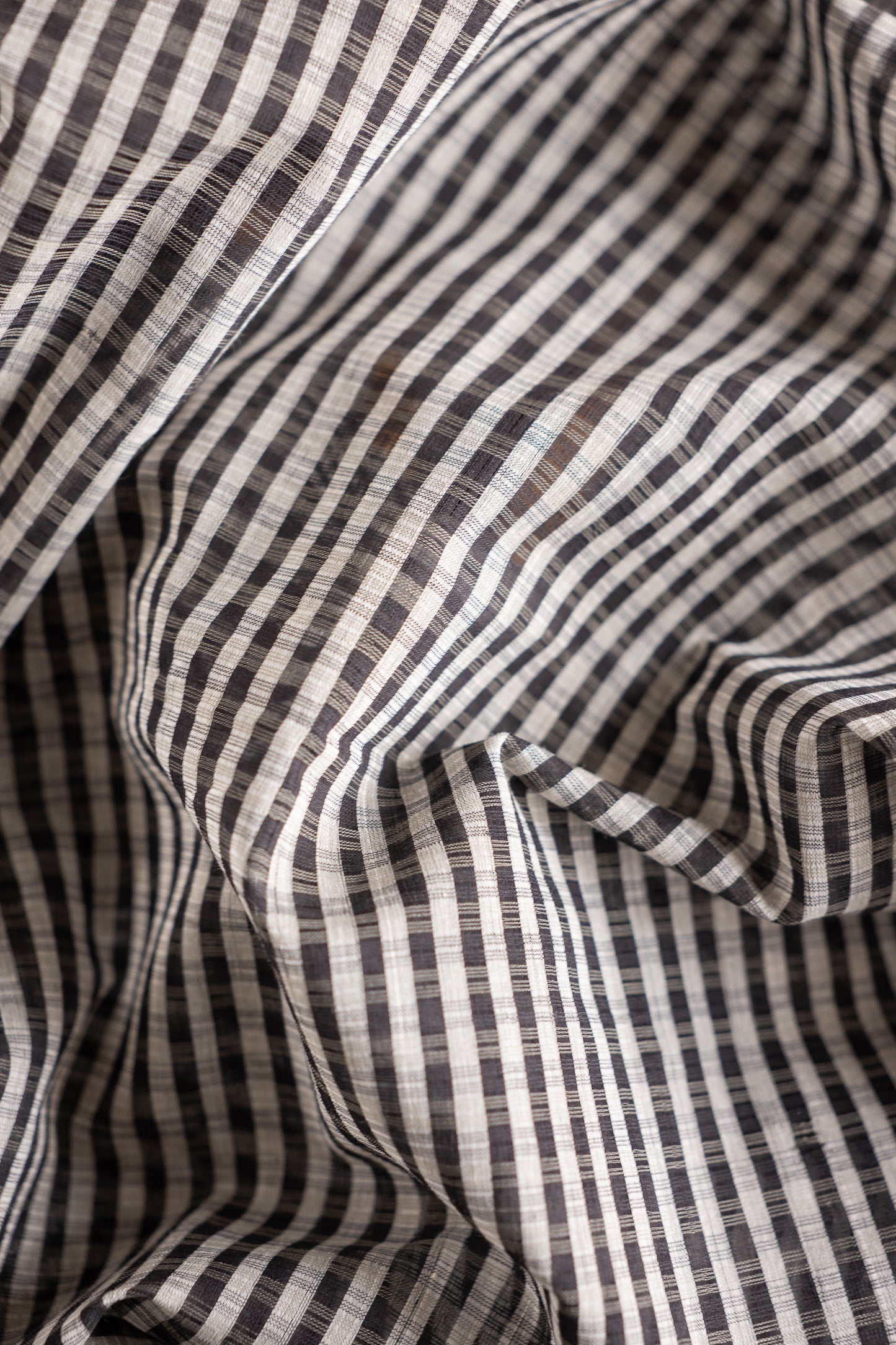 Black and White Check Mangalagiri Cotton with Zari Border Saree