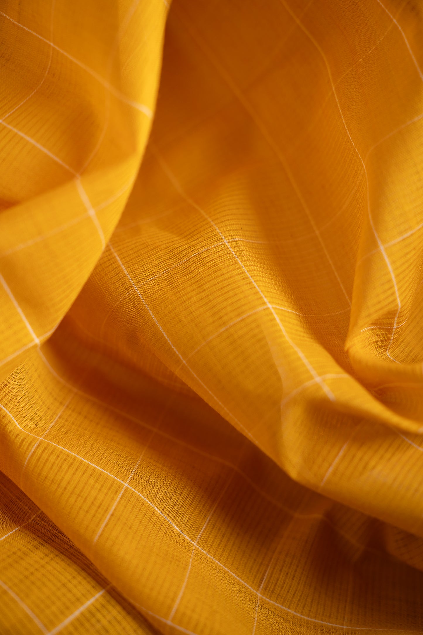 Mustard Yellow Plain Chanderi Silk Cotton with Zari Border Saree