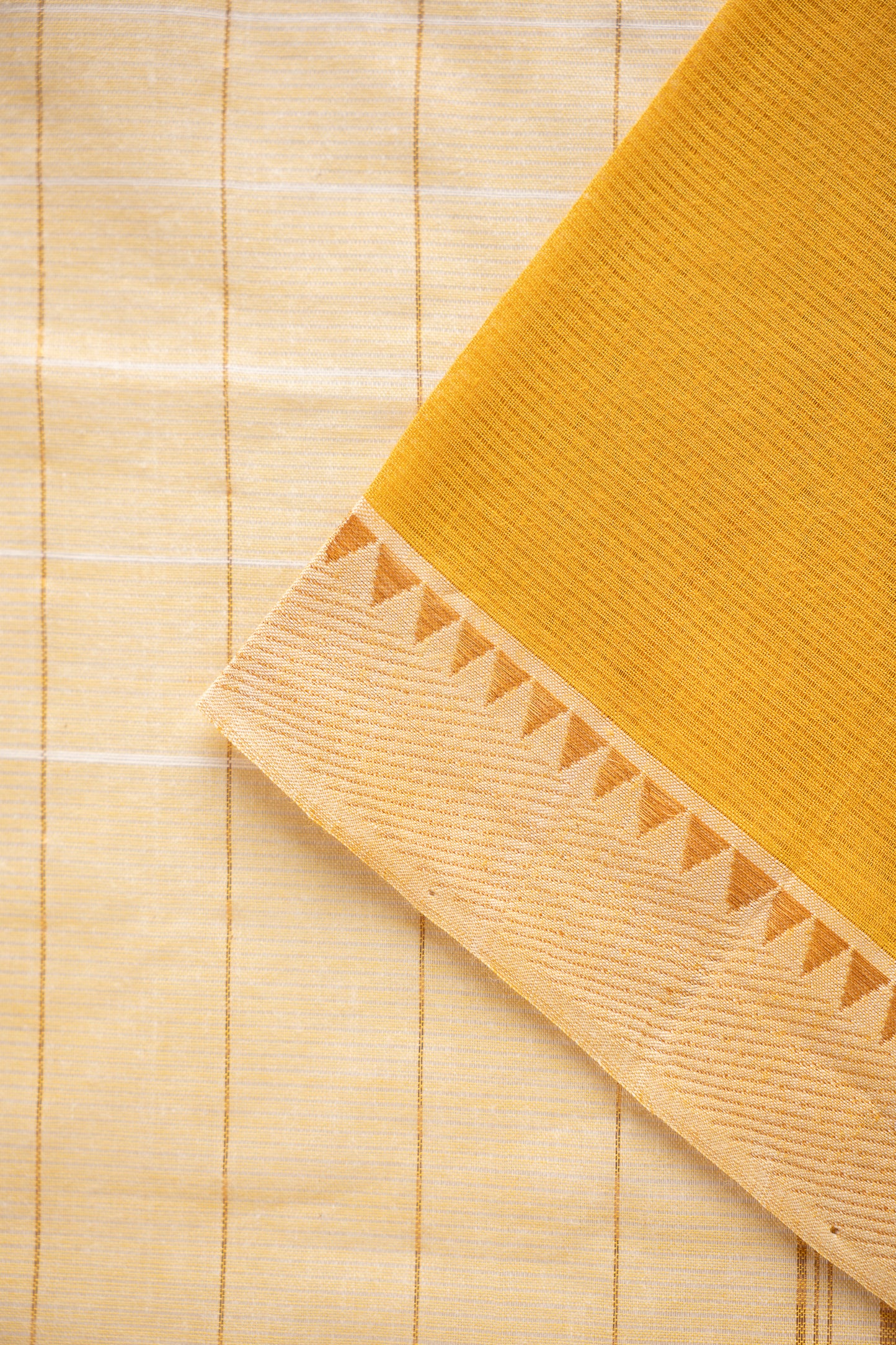 Mustard Yellow Plain Chanderi Silk Cotton with Zari Border Saree