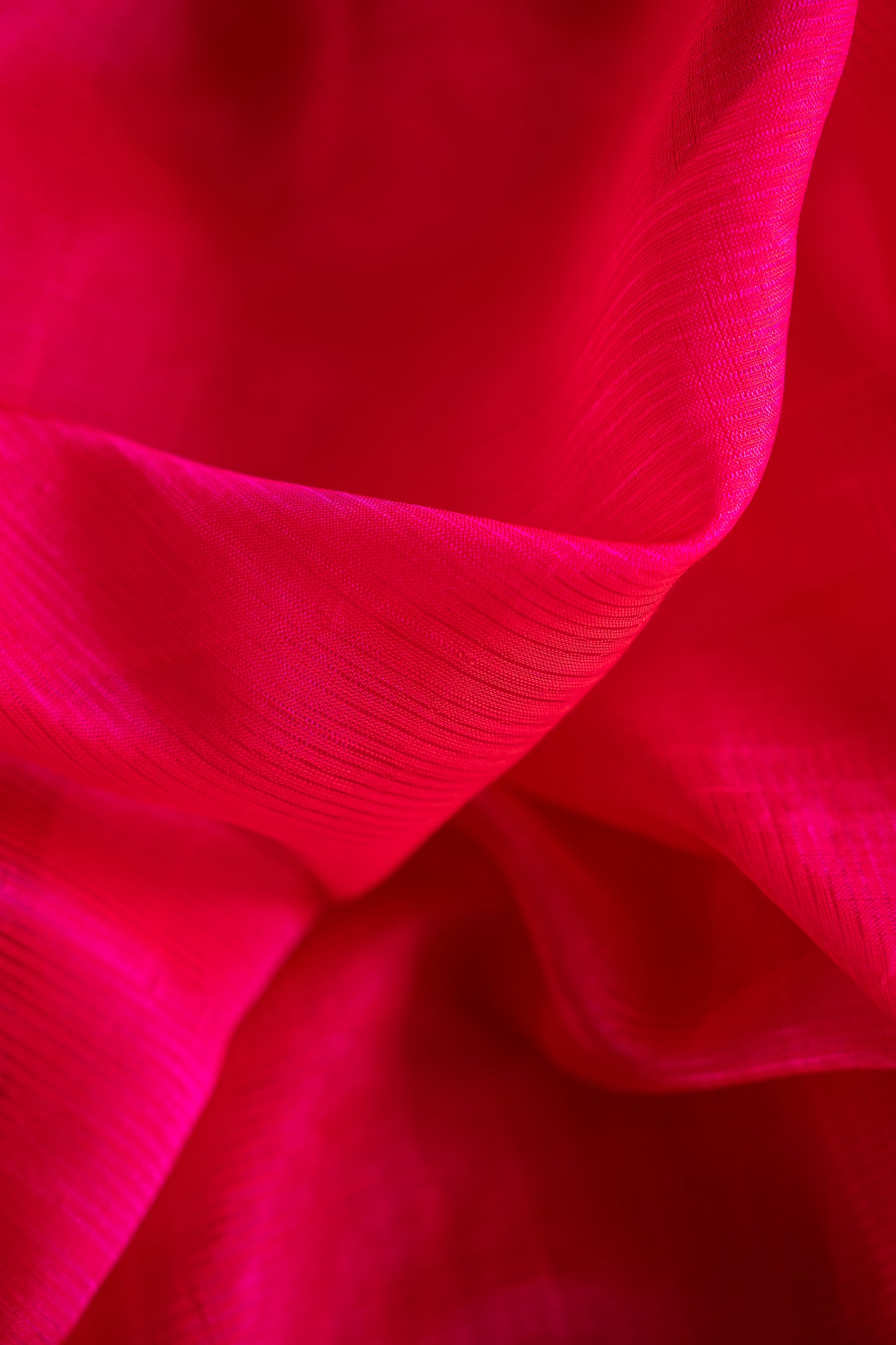Hot Pink Plain Mangalagiri Silk Cotton with Zari Border Saree