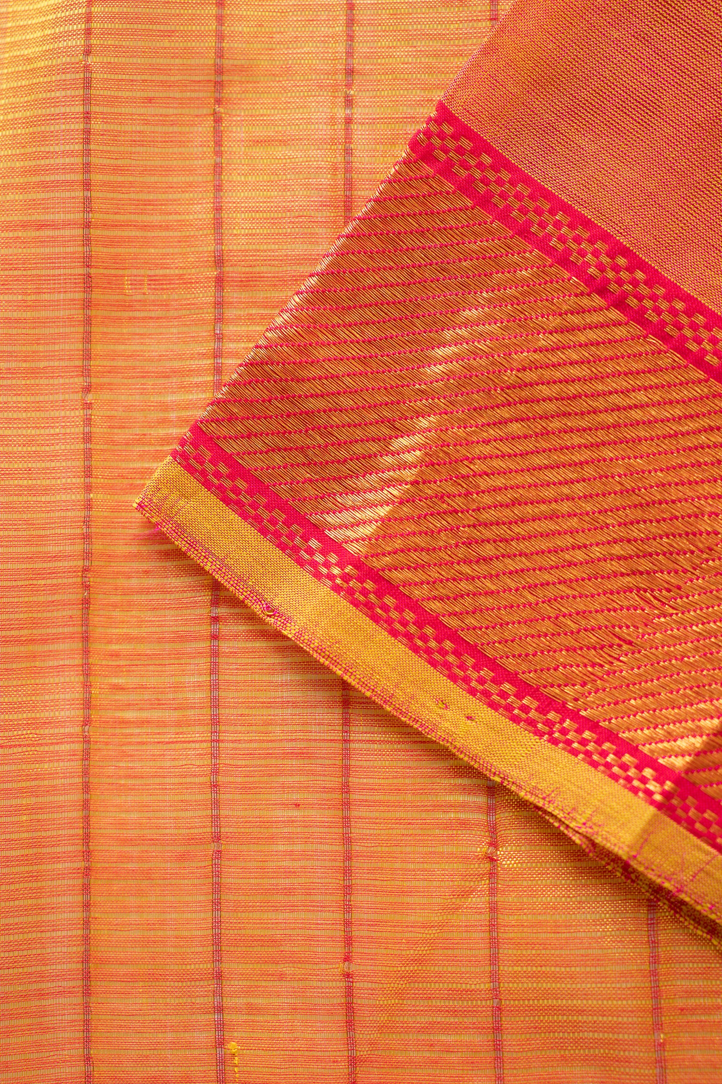 Hot Pink Plain Mangalagiri Silk Cotton with Zari Border Saree