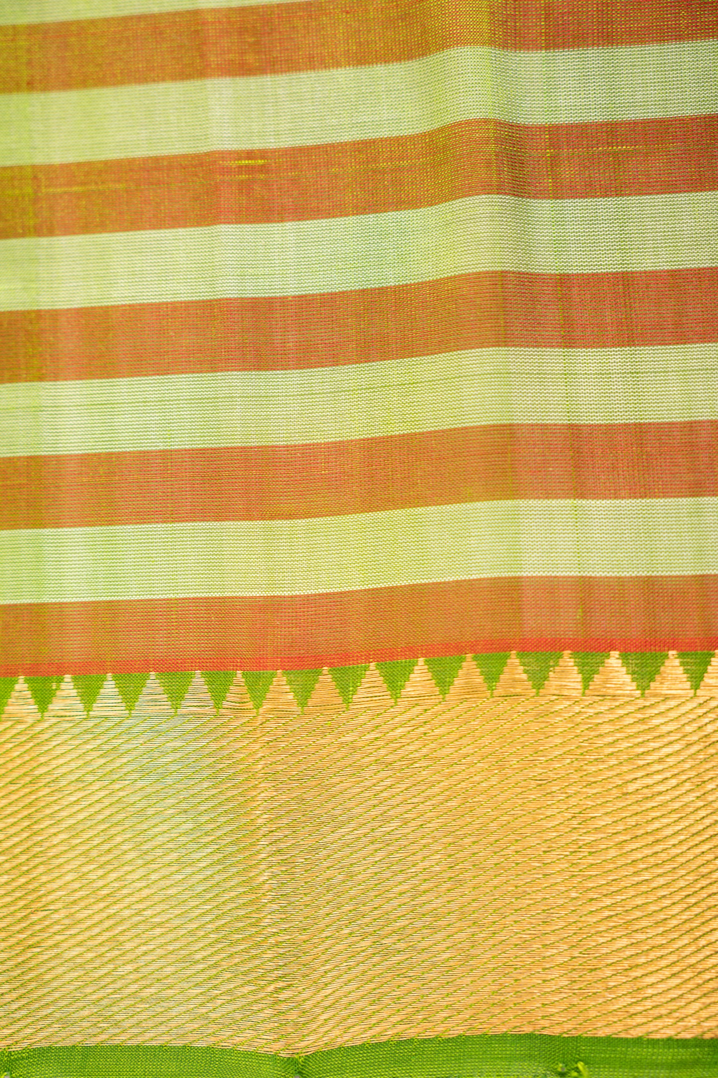 Red and Off White Check Silk with Zari Border Saree