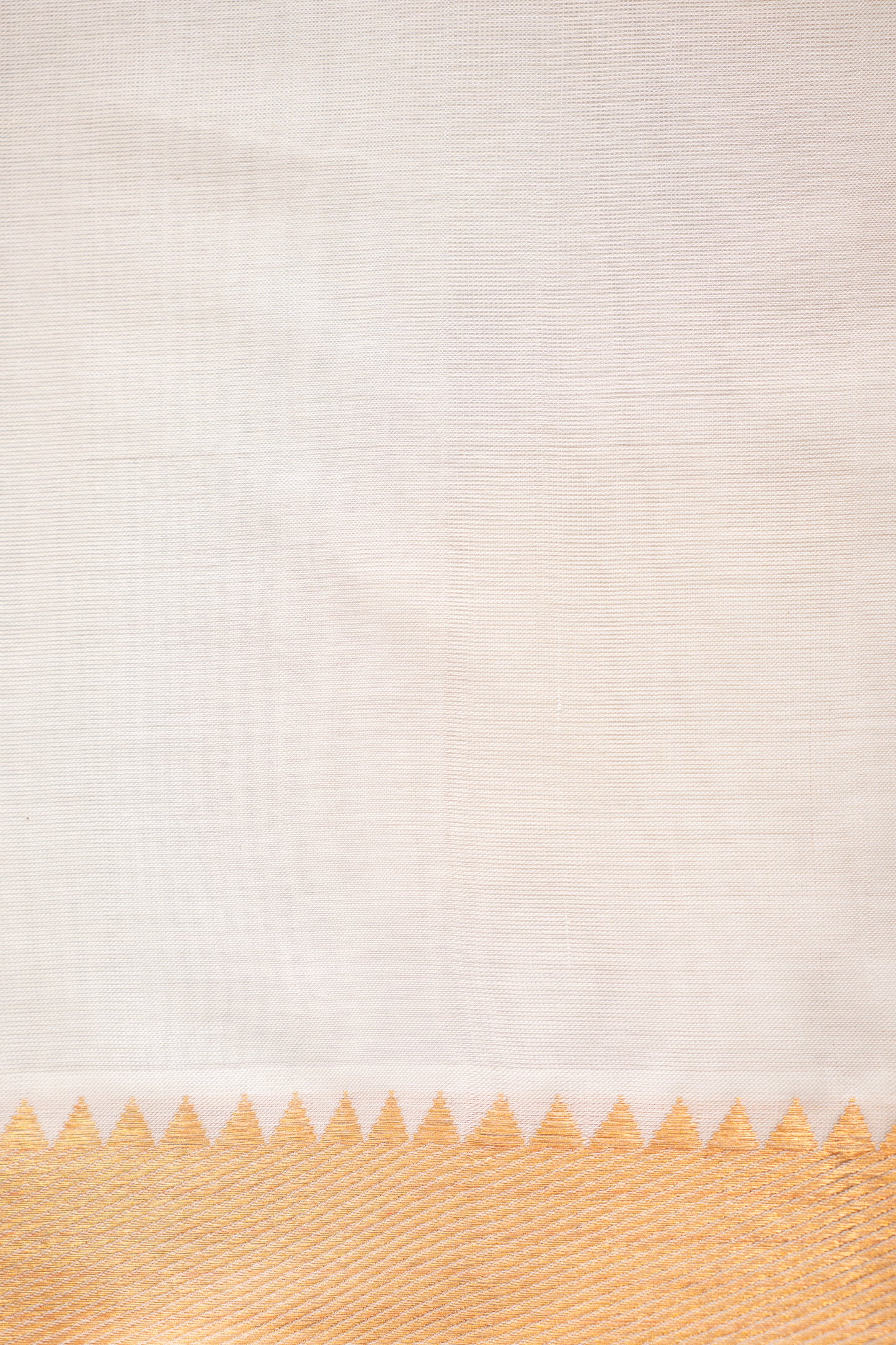 Off White Plain Silk Cotton with Zari Border Saree